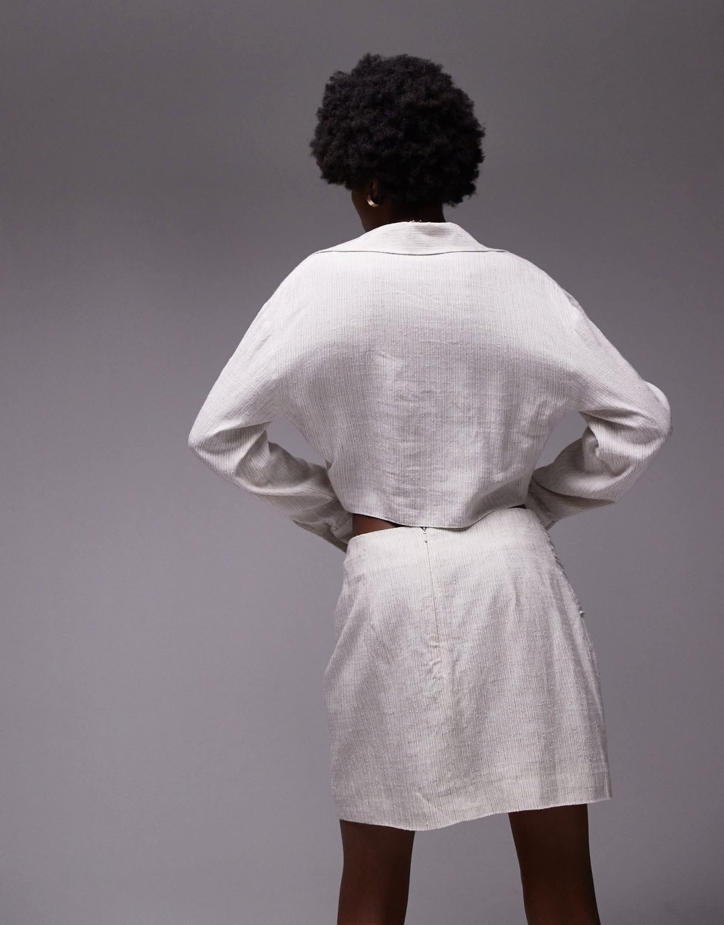 Topshop co - ord knot drape mini skirt in textured natural stripe - ASOS Sample Sale EU Store