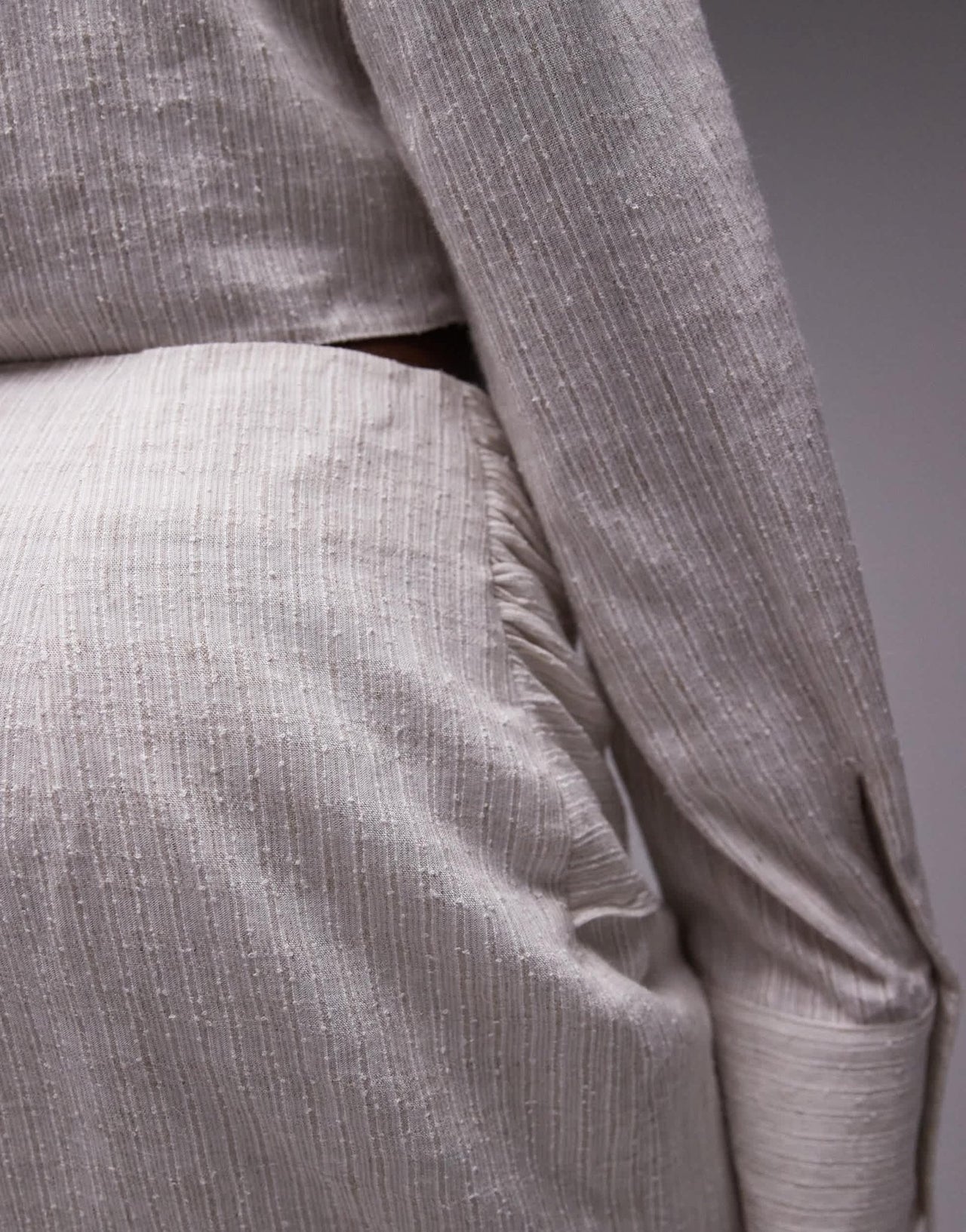 Topshop co - ord knot drape mini skirt in textured natural stripe - ASOS Sample Sale EU Store