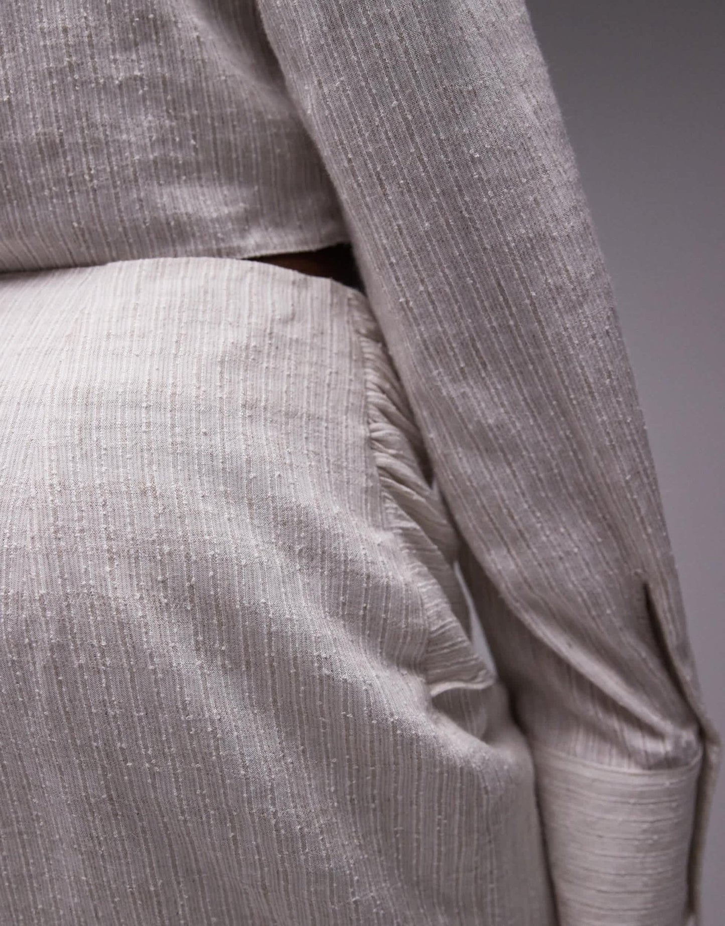 Topshop co - ord knot drape mini skirt in textured natural stripe - ASOS Sample Sale EU Store