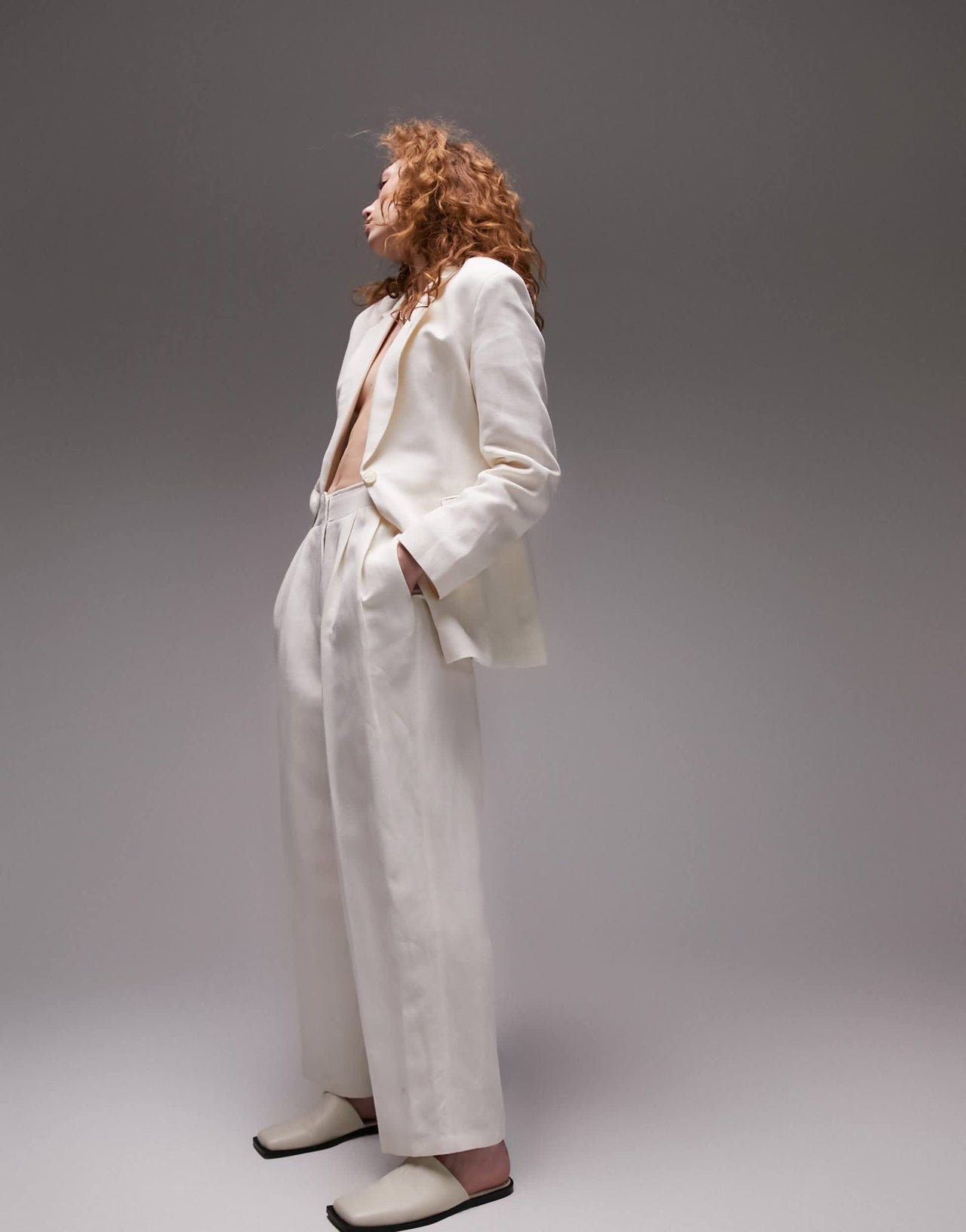 Topshop co - ord linen blend trousers in cream - ASOS Sample Sale EU Store