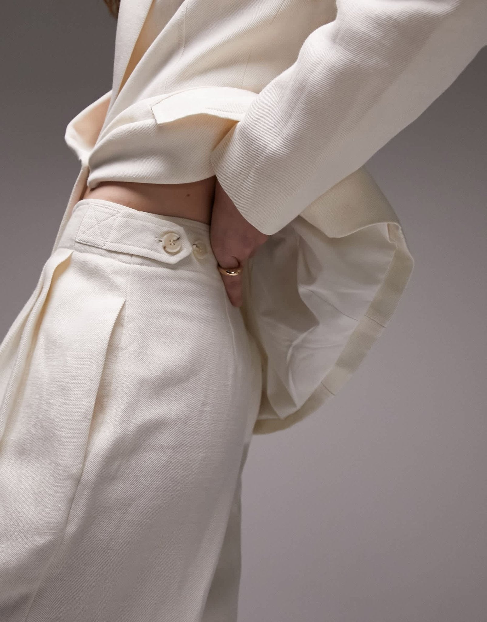 Topshop co - ord linen blend trousers in cream - ASOS Sample Sale EU Store