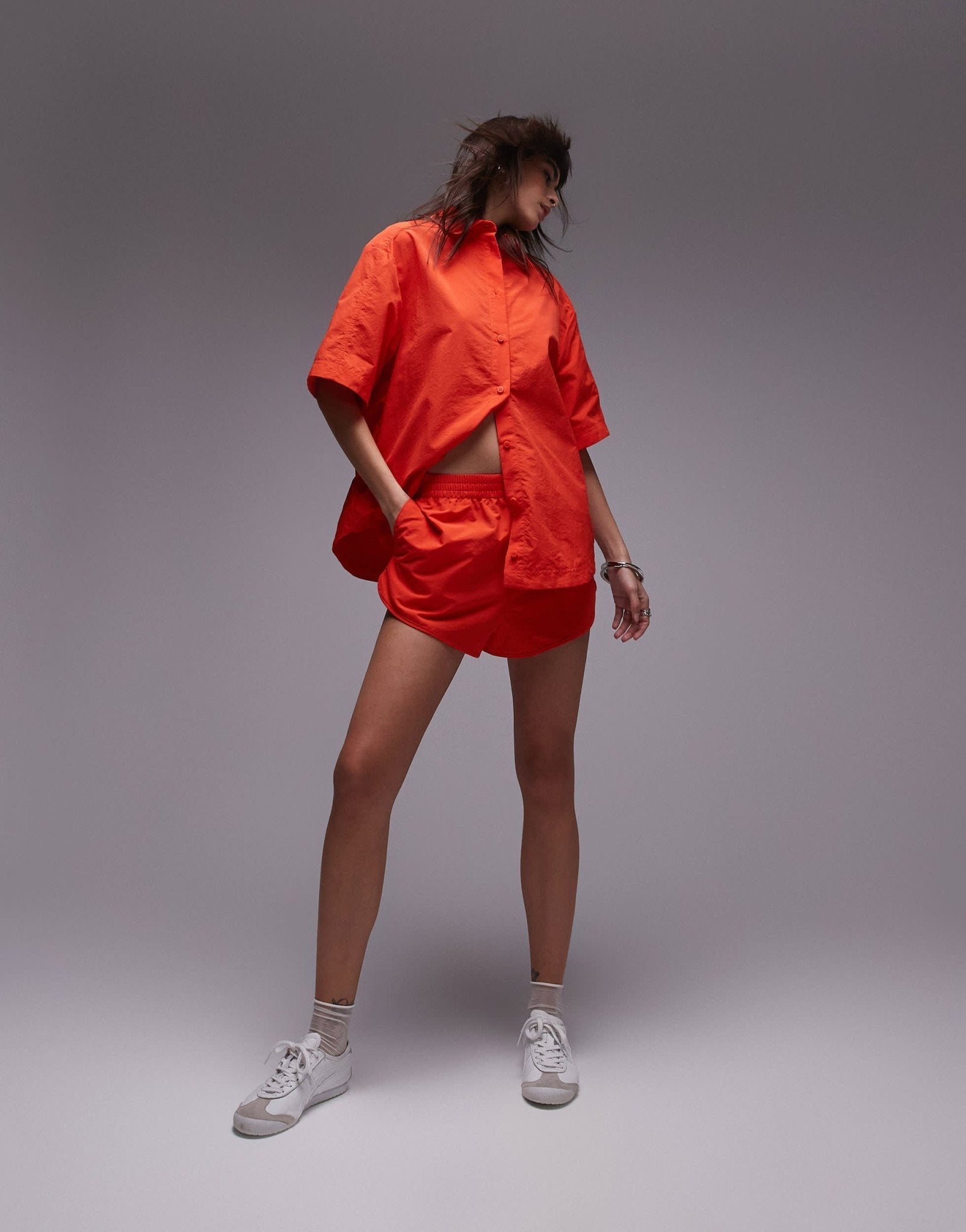 Topshop co - ord nylon runner short in red - ASOS Sample Sale EU Store