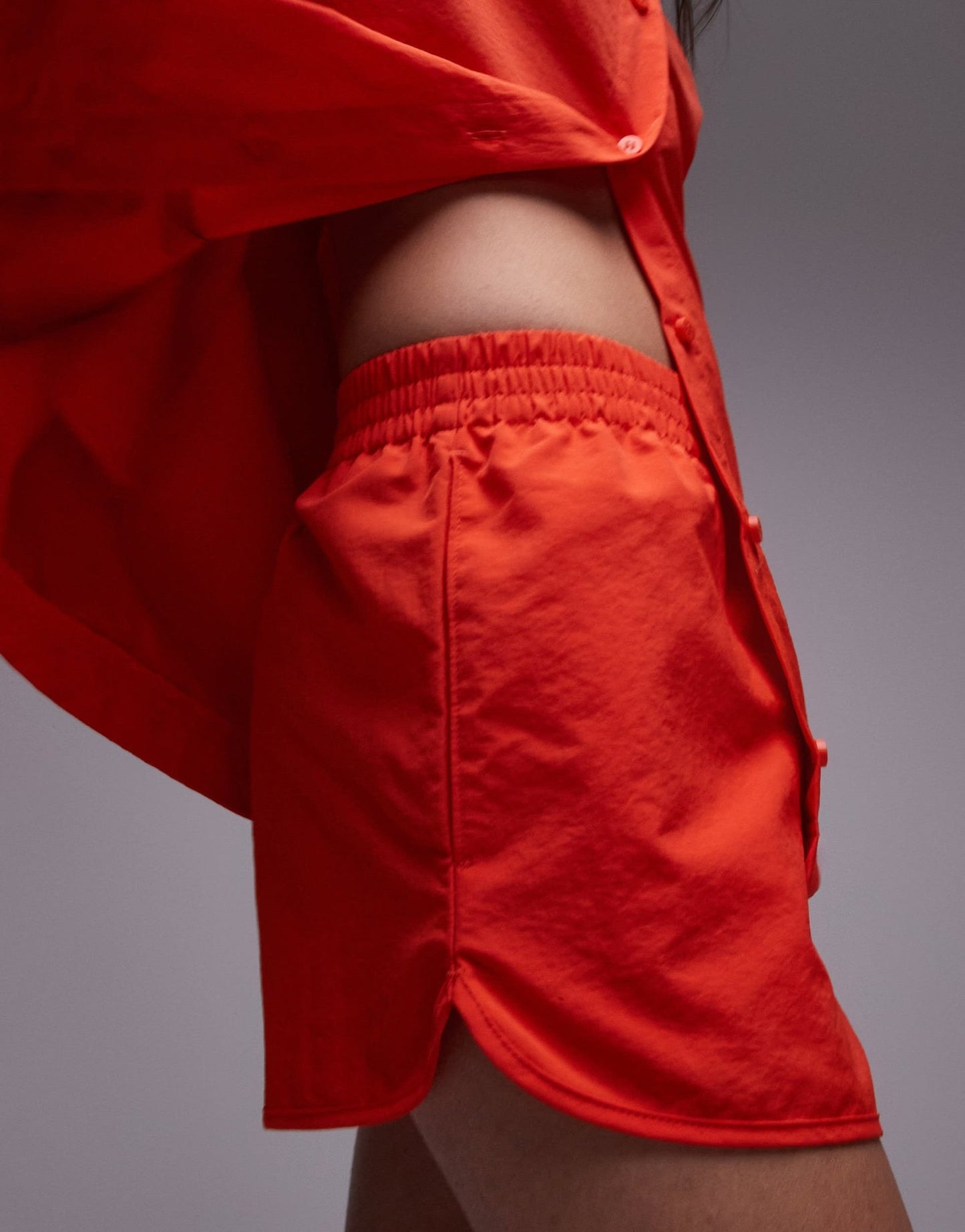 Topshop co - ord nylon runner short in red - ASOS Sample Sale EU Store