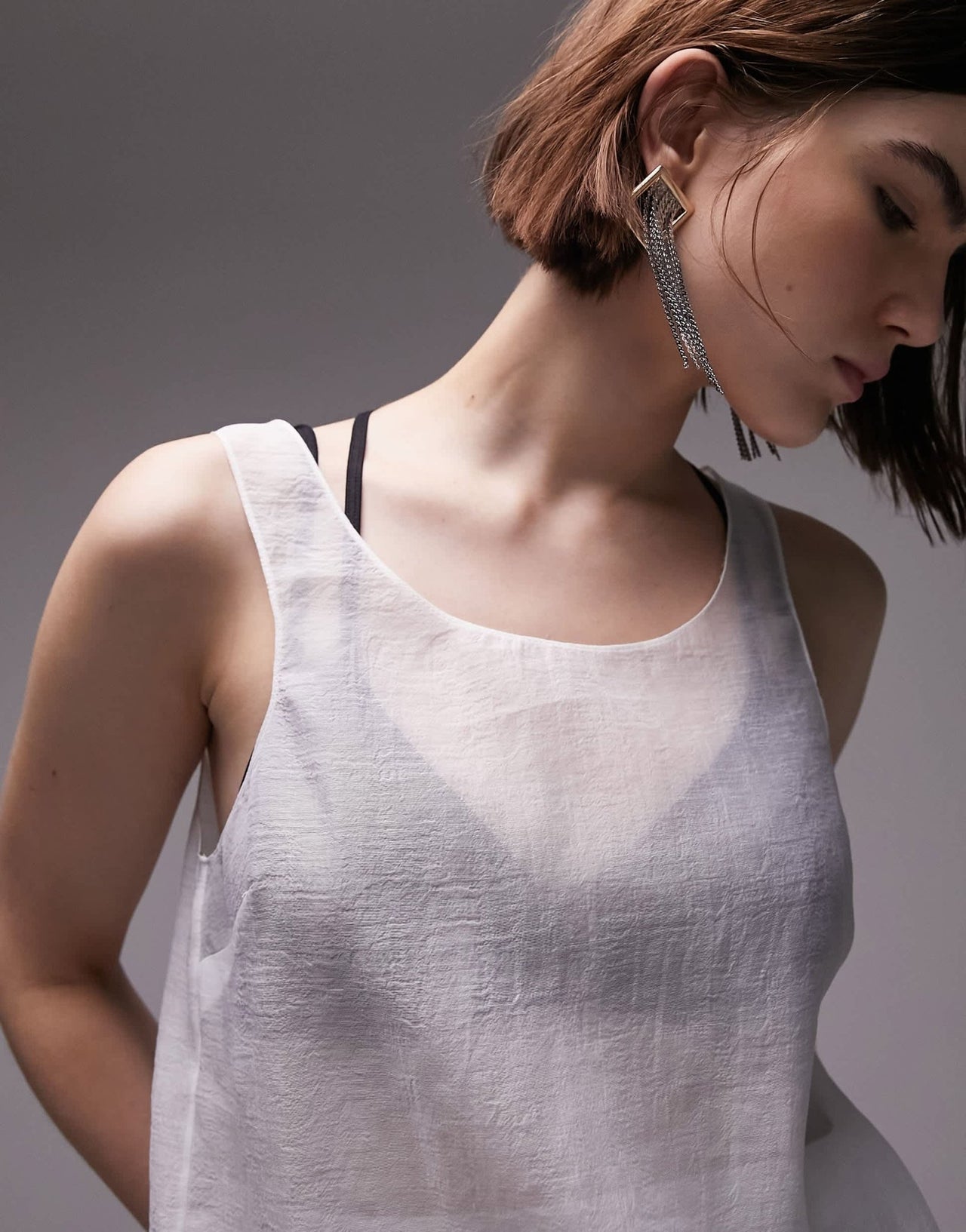 Topshop co - ord organza scoop neck cami in ivory - ASOS Sample Sale EU Store