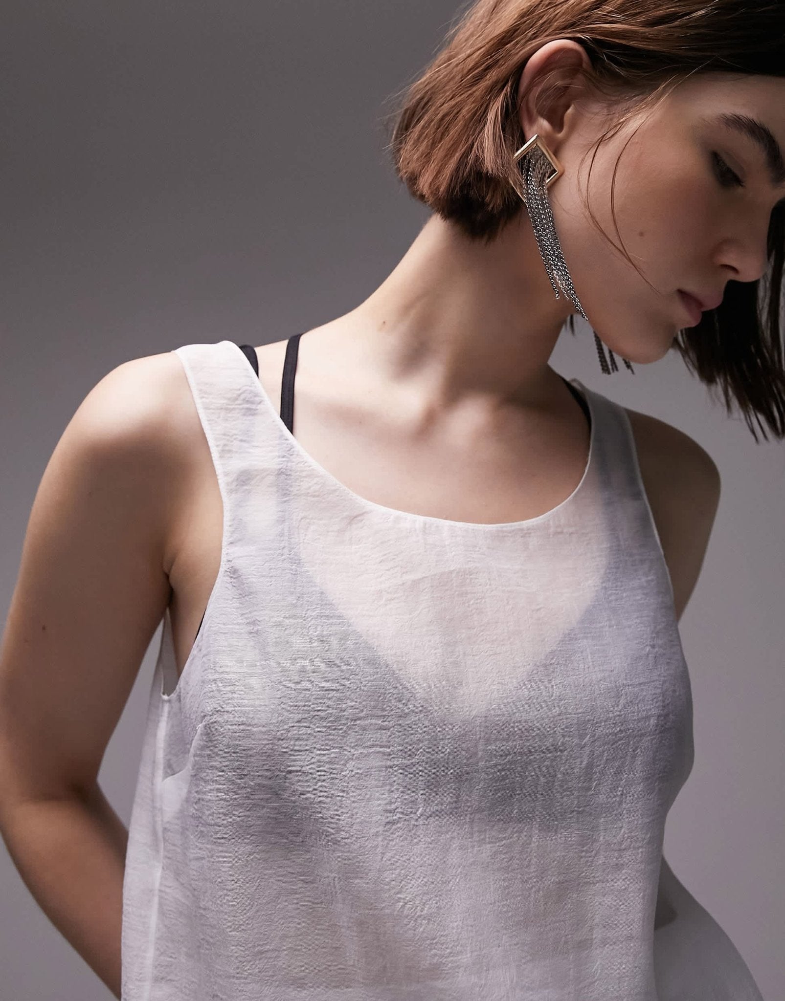 Topshop co - ord organza scoop neck cami in ivory - ASOS Sample Sale EU Store