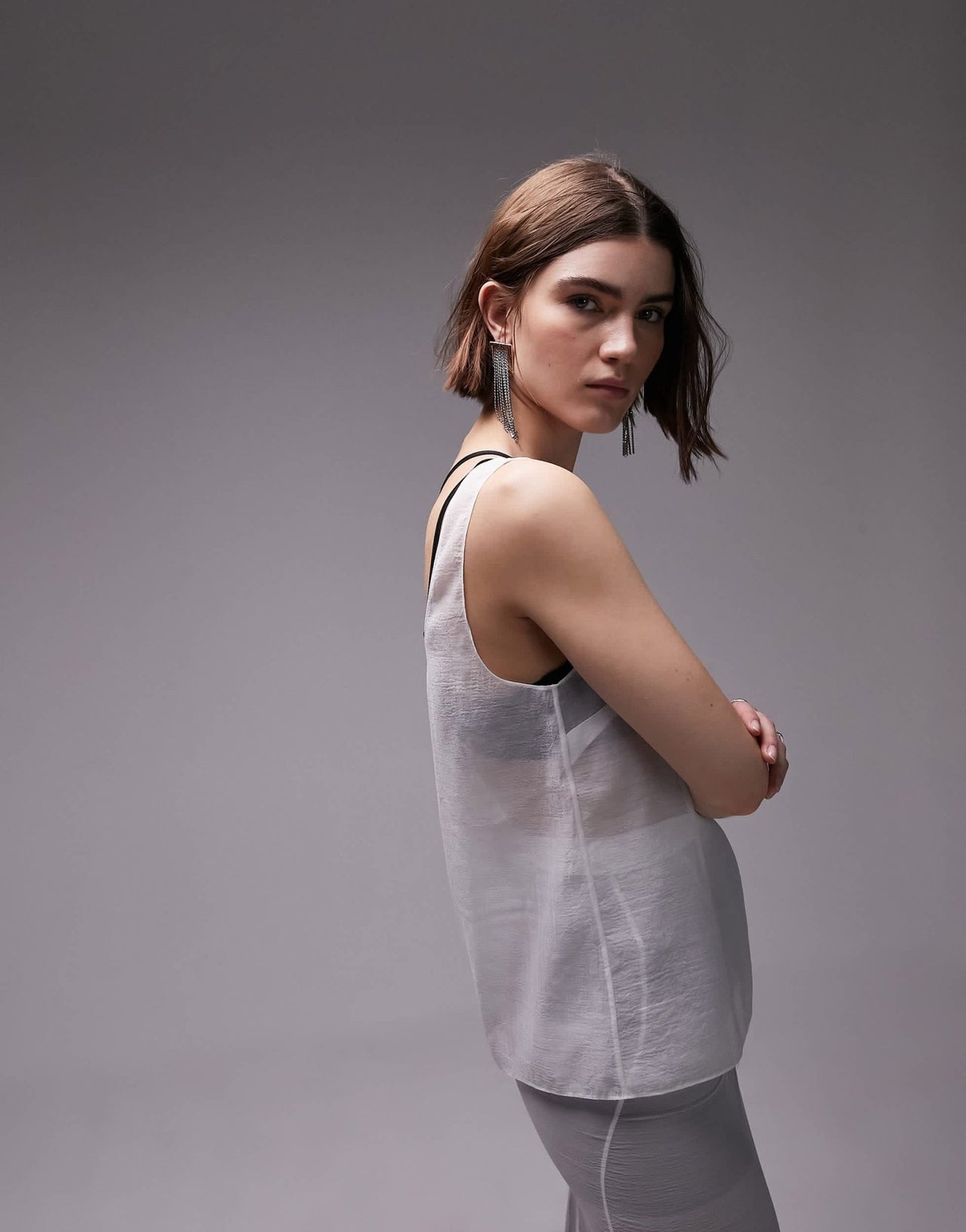 Topshop co - ord organza scoop neck cami in ivory - ASOS Sample Sale EU Store