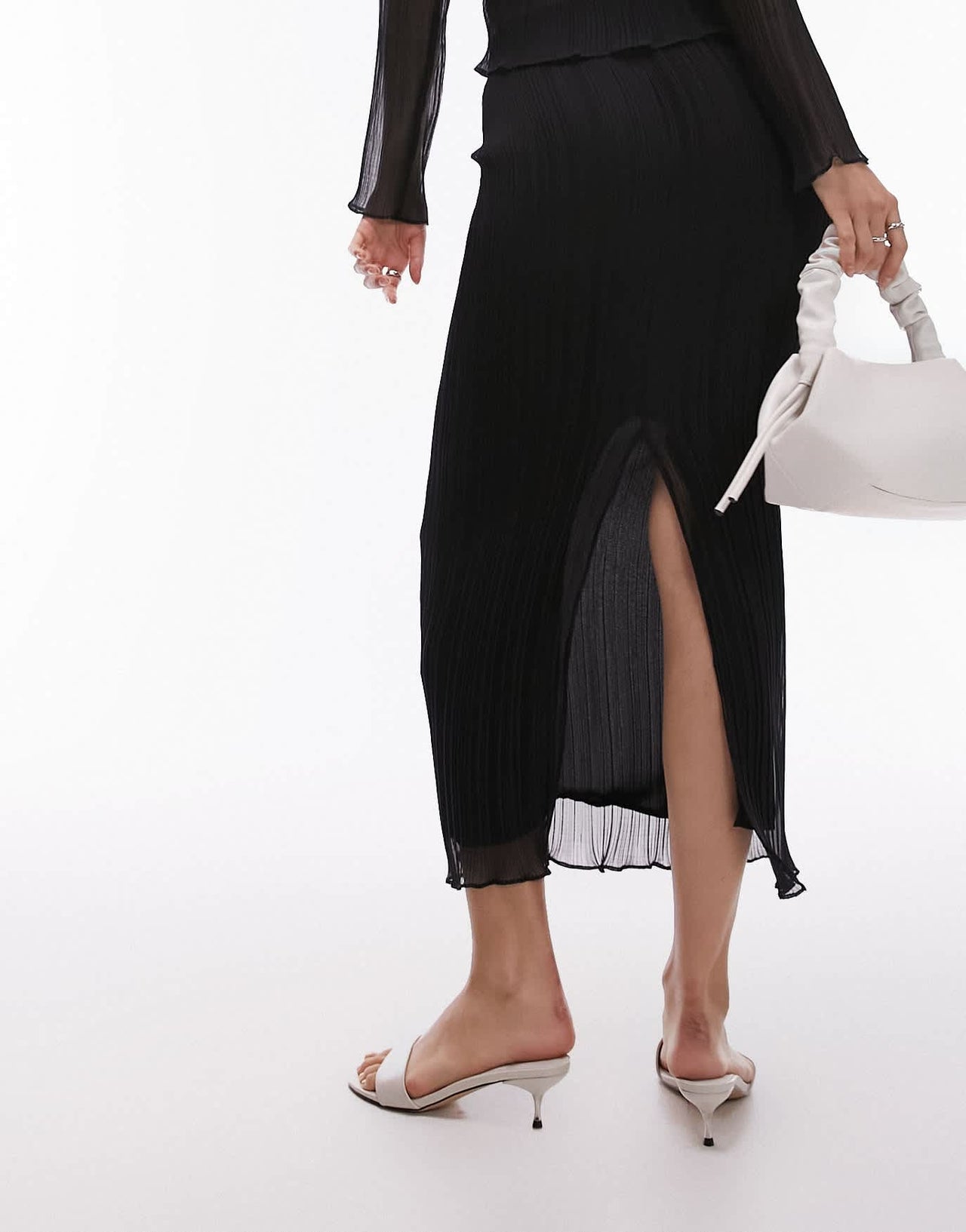 Topshop co - ord plisse straight midi skirt in black - ASOS Sample Sale EU Store