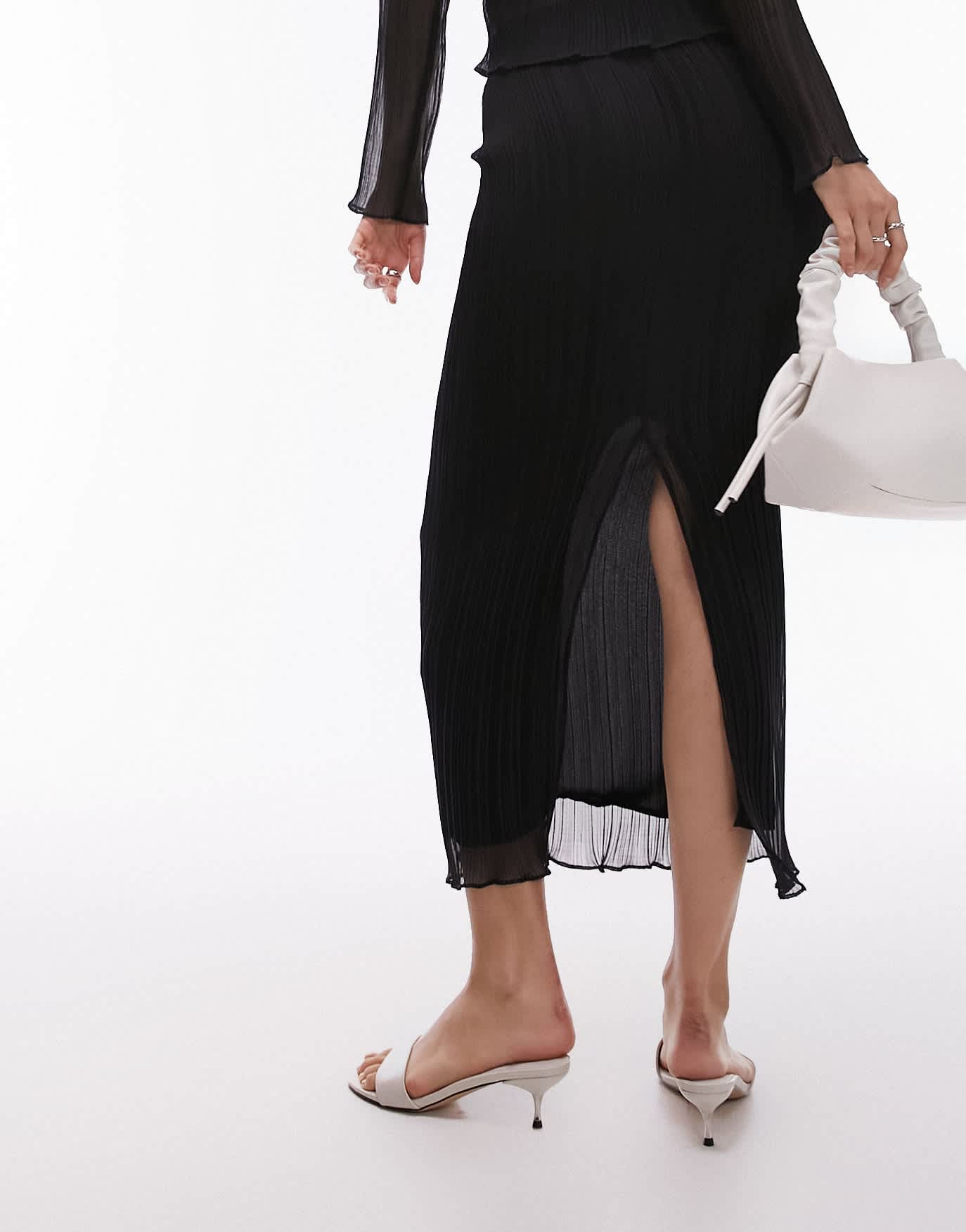 Topshop co - ord plisse straight midi skirt in black - ASOS Sample Sale EU Store