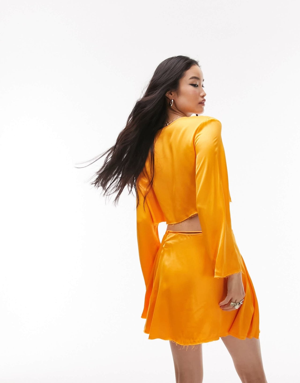 Topshop co - ord raw edge button through blouse in orange - ASOS Sample Sale EU Store