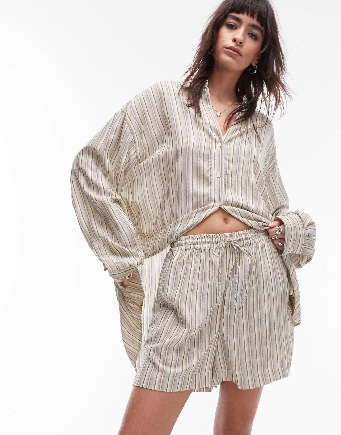 Topshop co - ord relaxed slubby short in green - ASOS Sample Sale EU Store