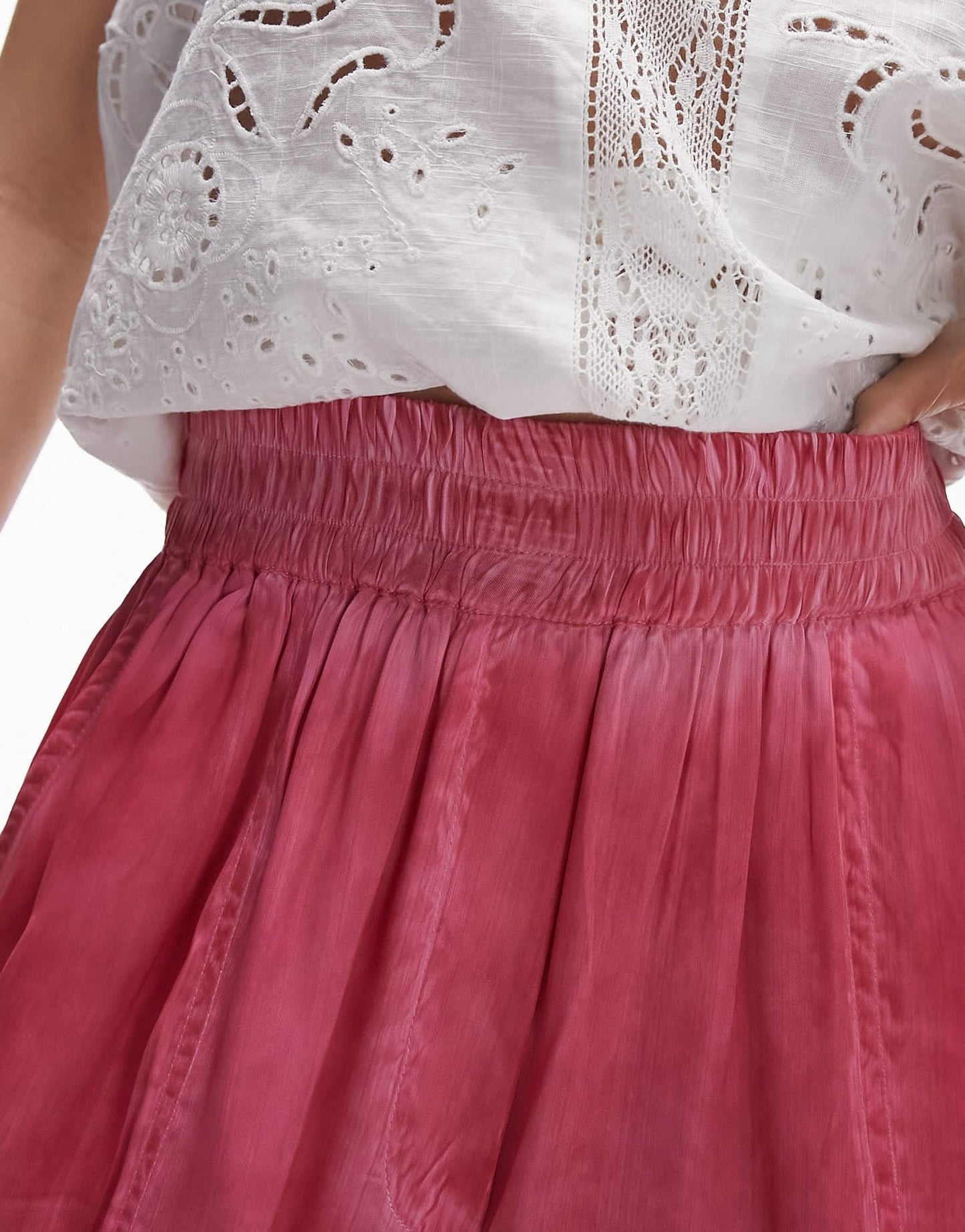 Topshop co - ord satin longline pull on short in pink - ASOS Sample Sale EU Store