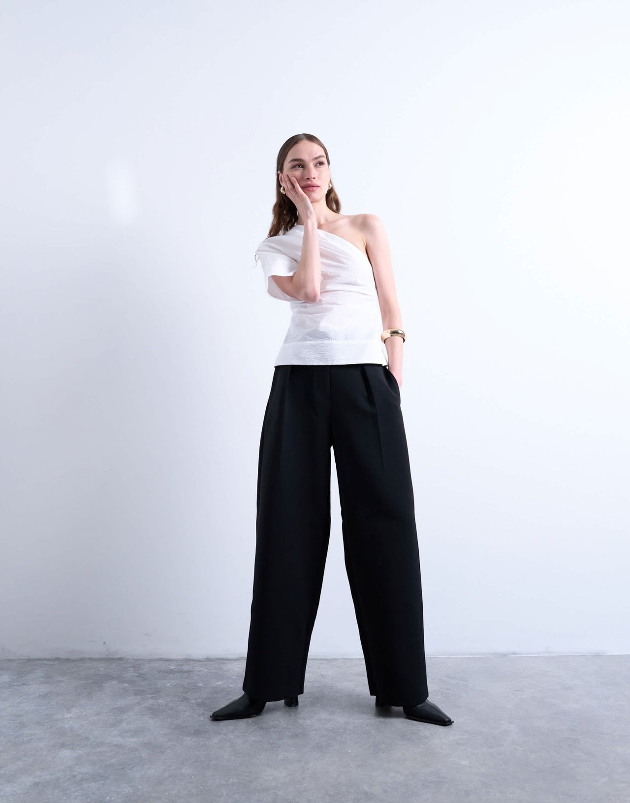 Topshop co ord slouchy clean waist band tailored trouser in black - ASOS Sample Sale EU Store