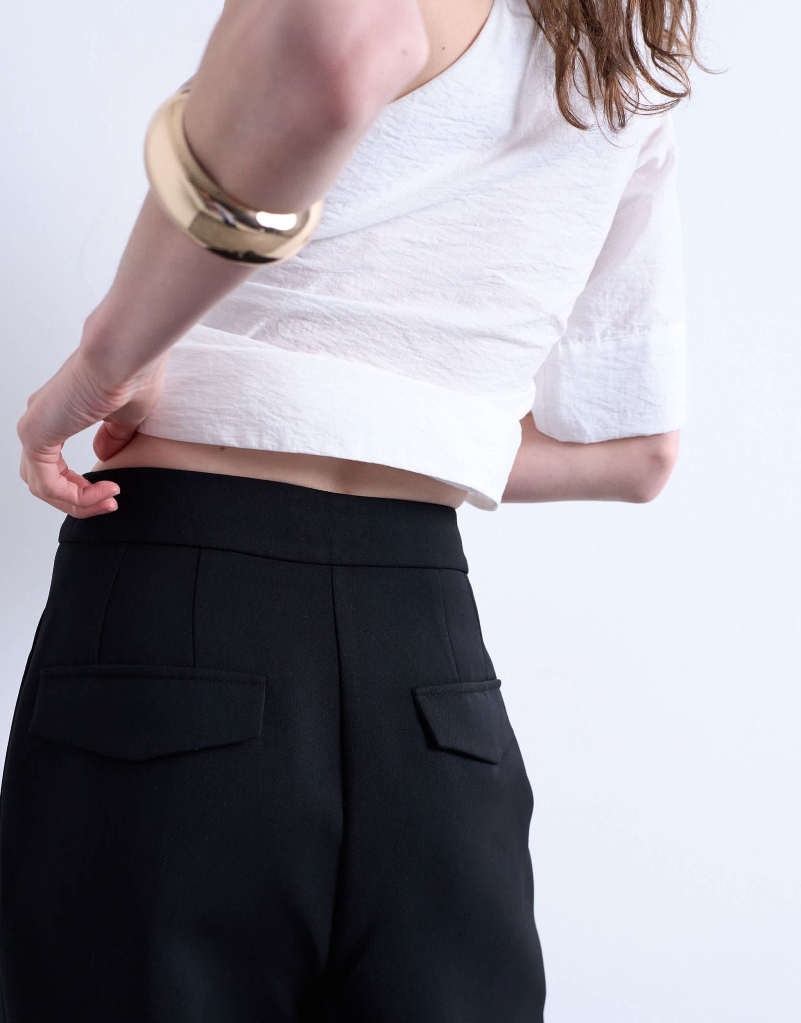 Topshop co ord slouchy clean waist band tailored trouser in black - ASOS Sample Sale EU Store