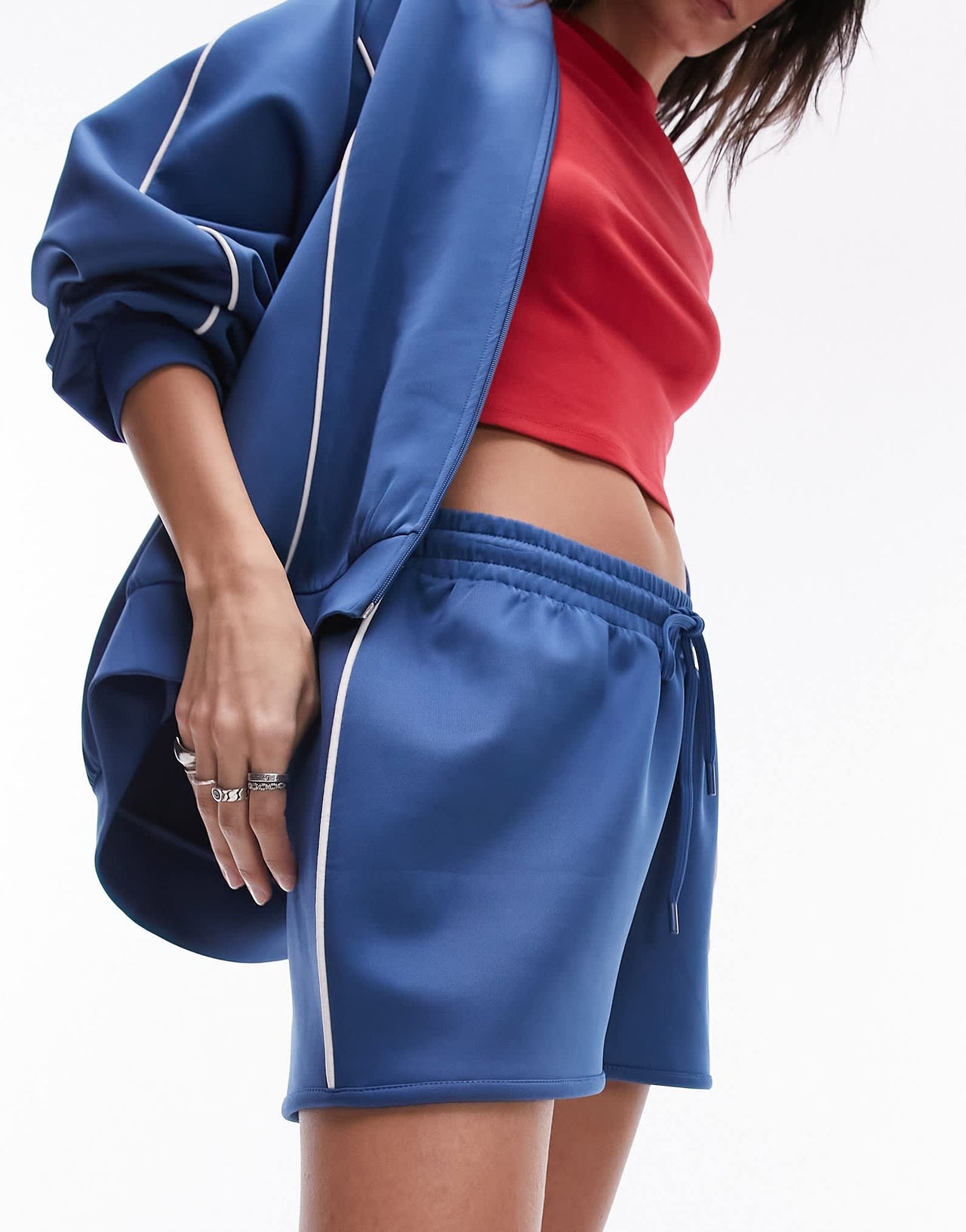 Topshop co - ord sporty pictot runner shorts in mid blue - ASOS Sample Sale EU Store
