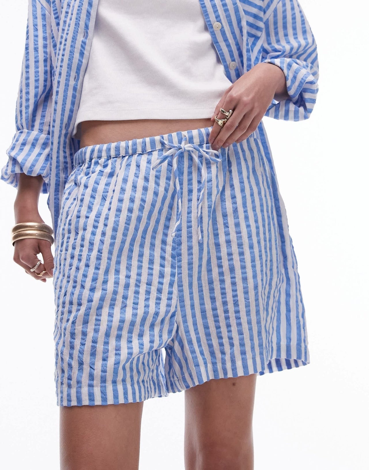 Topshop co - ord stripe beach shorts in blue - ASOS Sample Sale EU Store