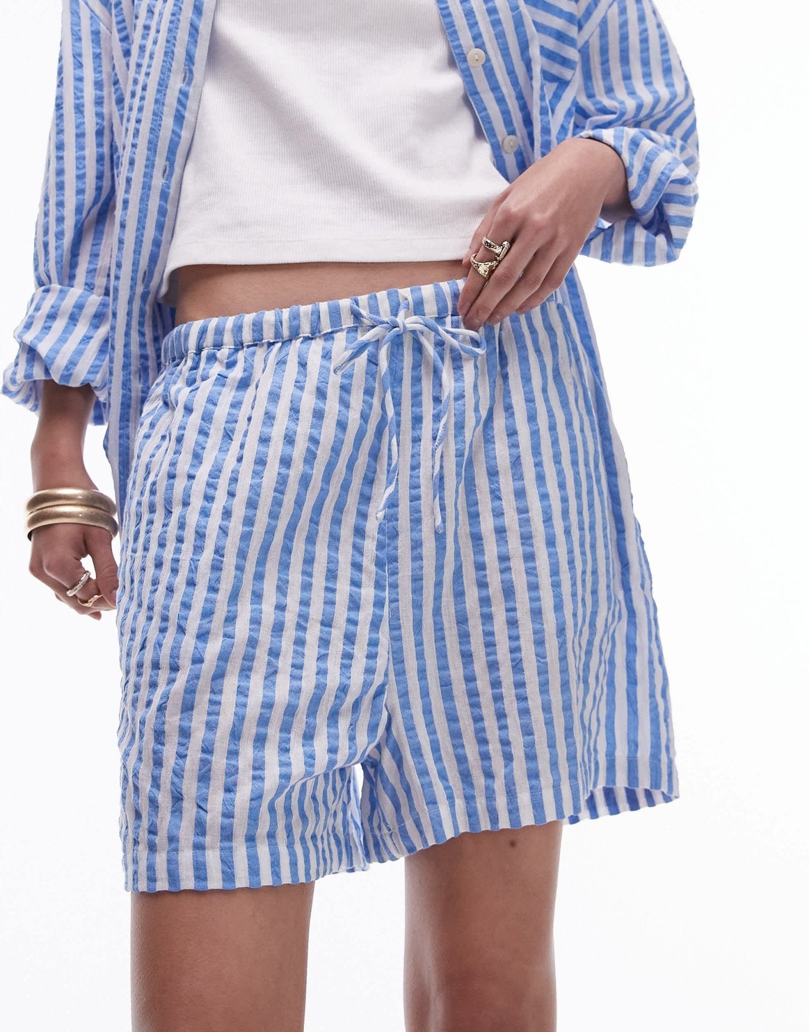 Topshop co - ord stripe beach shorts in blue - ASOS Sample Sale EU Store