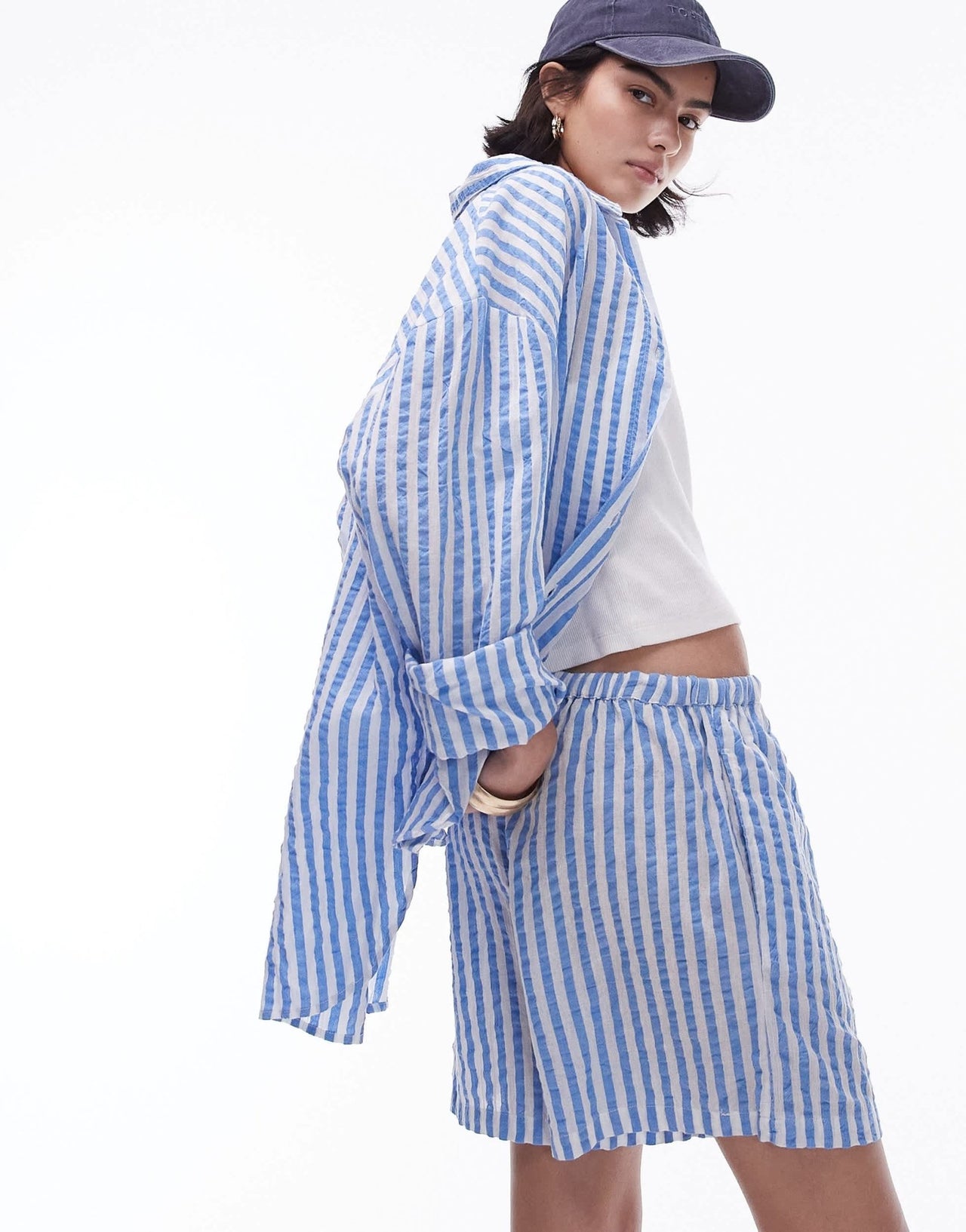 Topshop co - ord stripe beach shorts in blue - ASOS Sample Sale EU Store