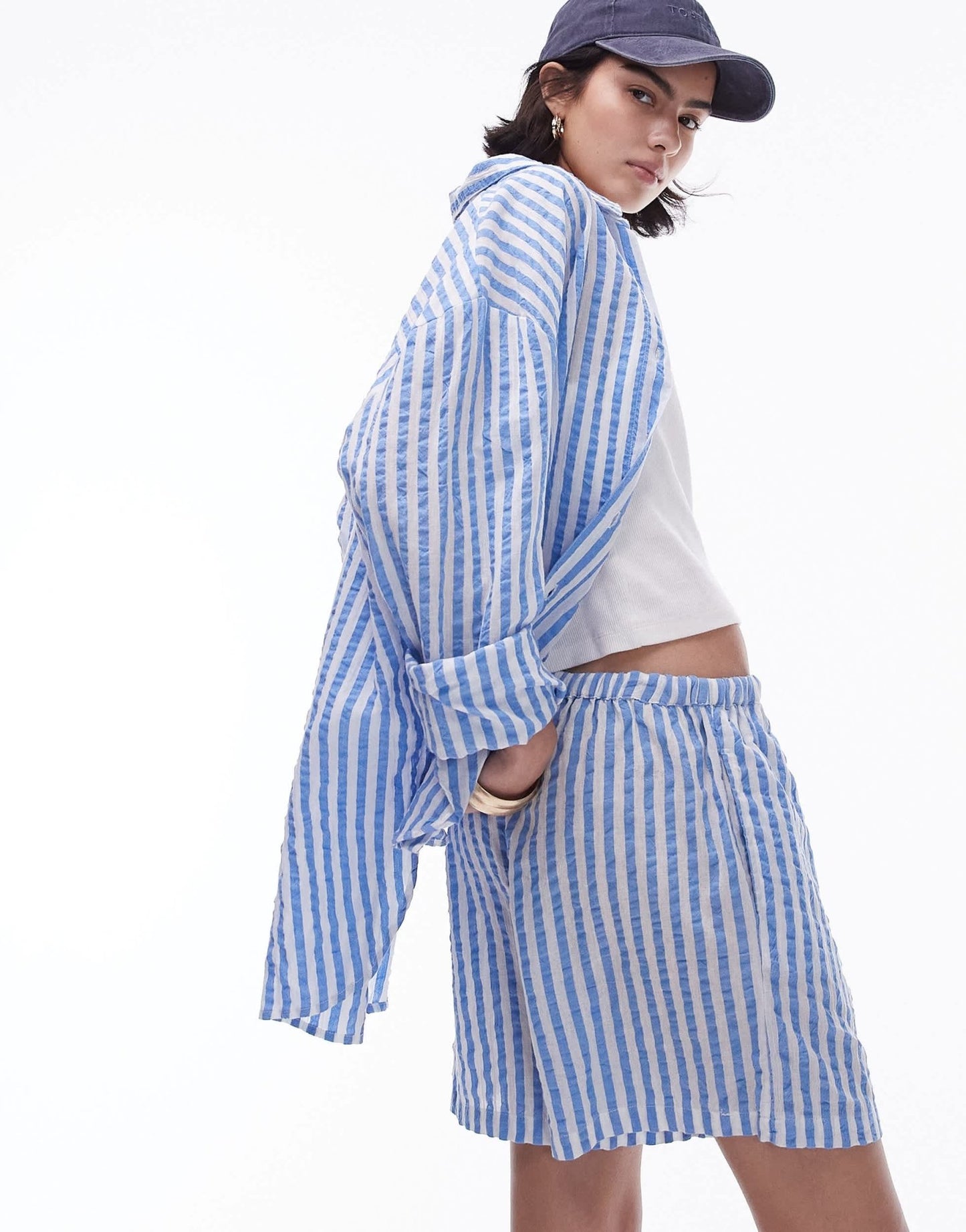 Topshop co - ord stripe beach shorts in blue - ASOS Sample Sale EU Store