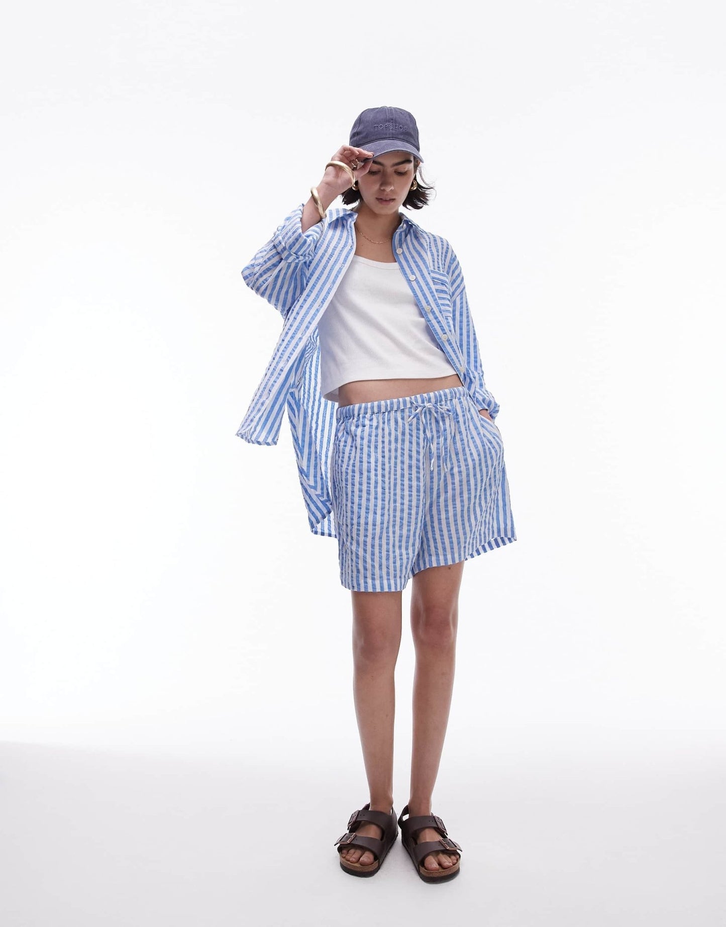 Topshop co - ord stripe beach shorts in blue - ASOS Sample Sale EU Store
