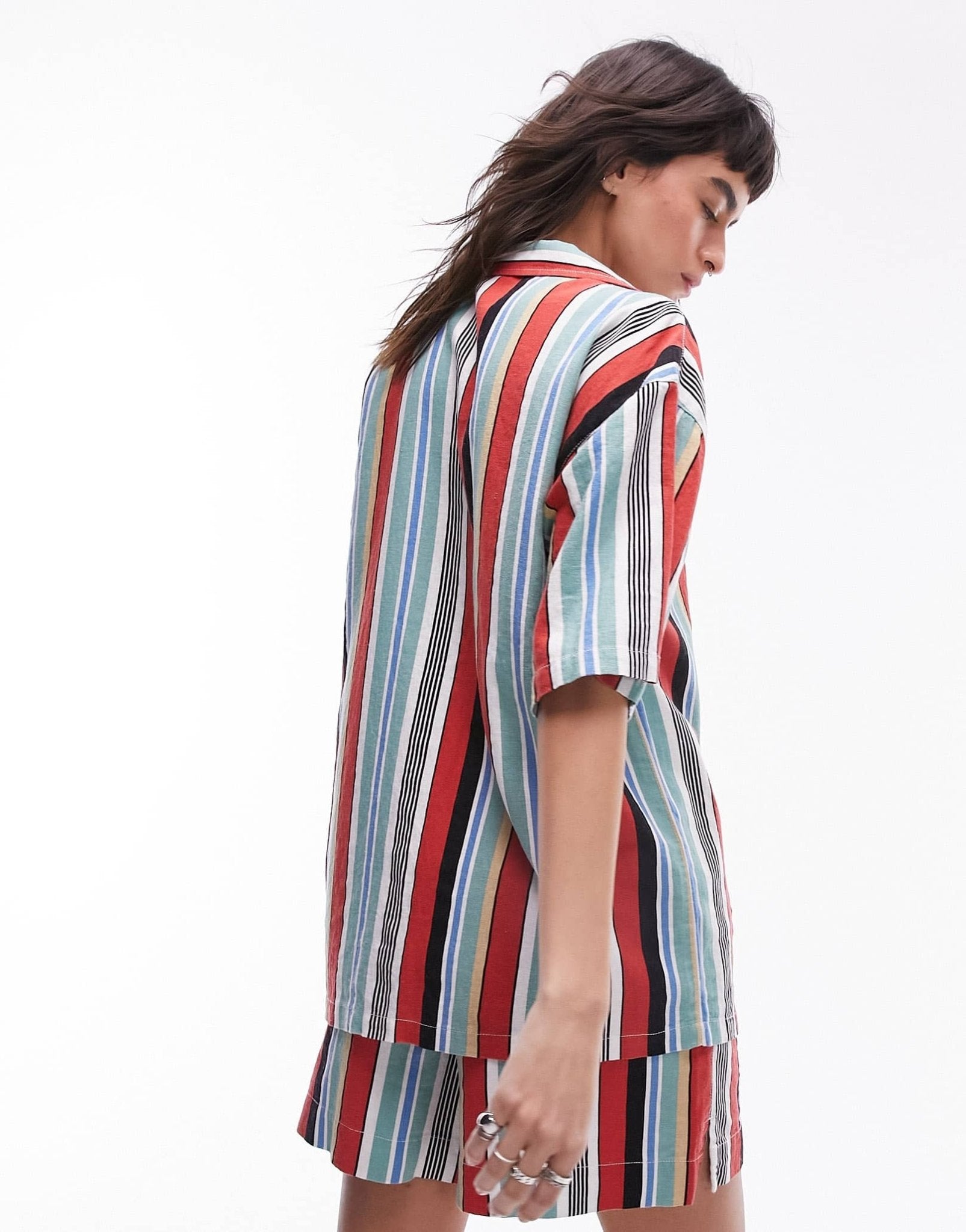 Topshop co ord stripe linen shirt in multi - ASOS Sample Sale EU Store