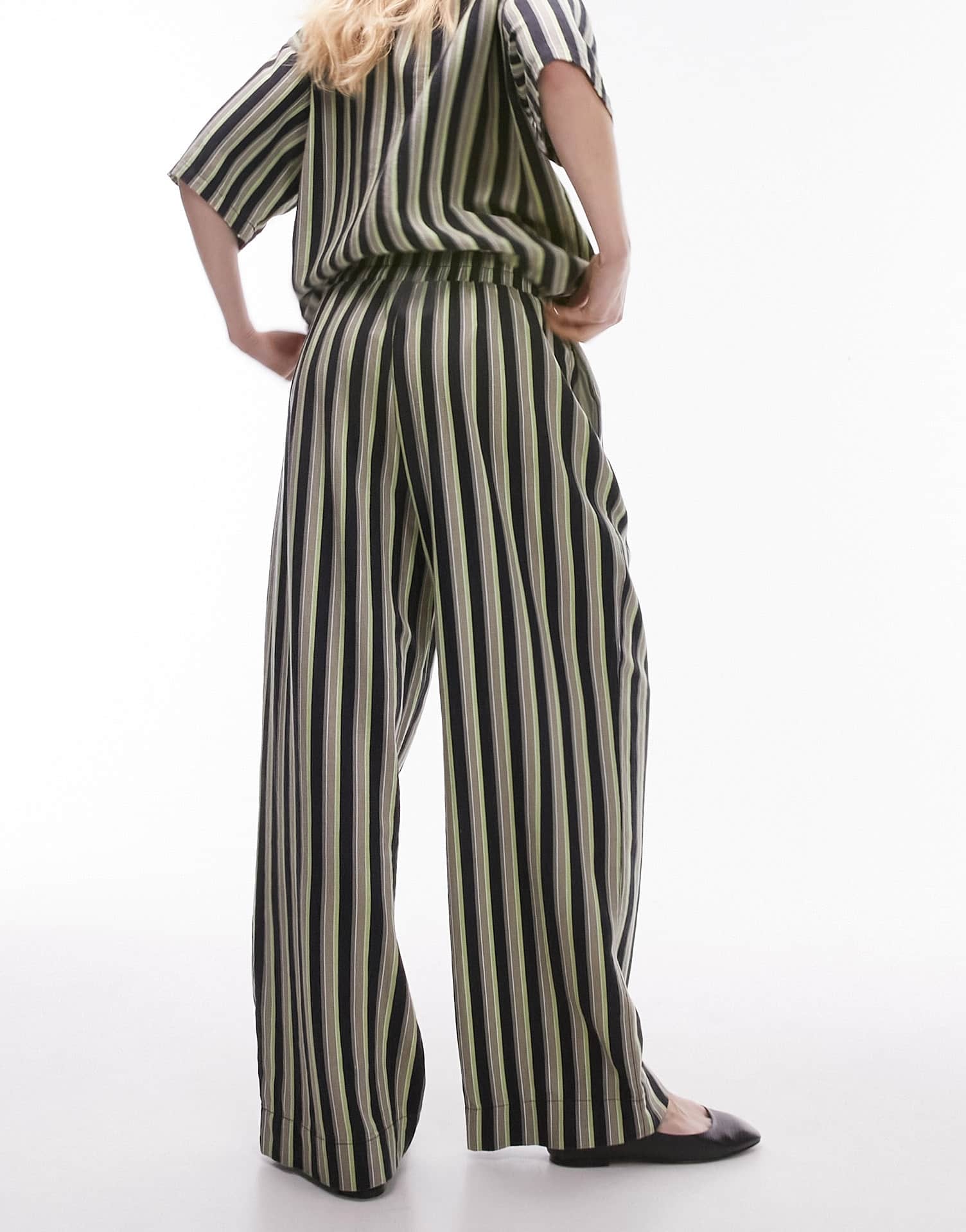 Topshop co - ord stripe linen straight leg trouser in multi - ASOS Sample Sale EU Store