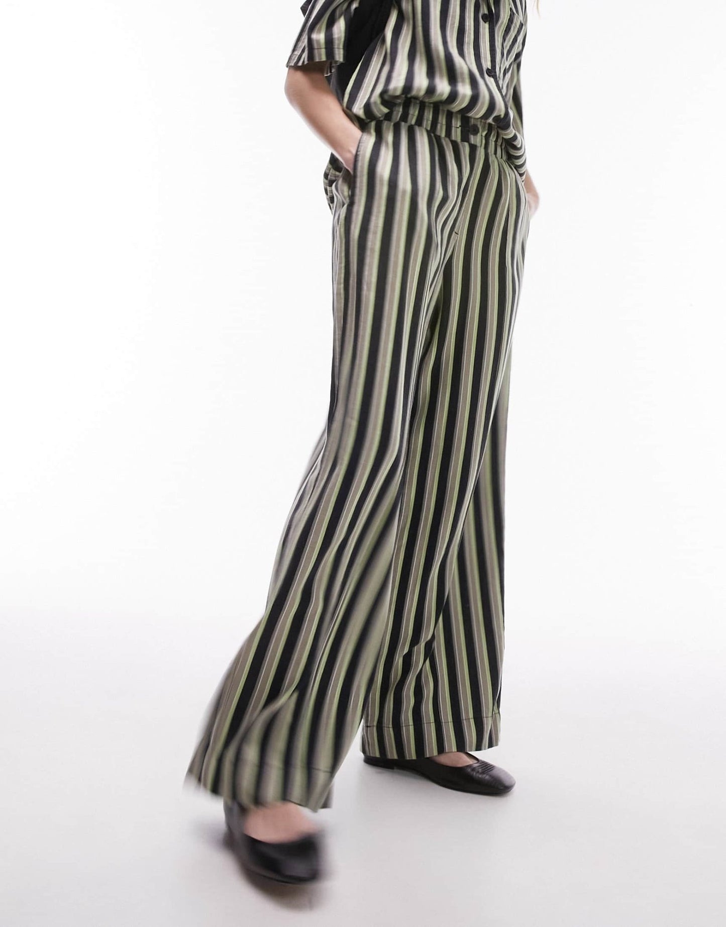 Topshop co - ord stripe linen straight leg trouser in multi - ASOS Sample Sale EU Store