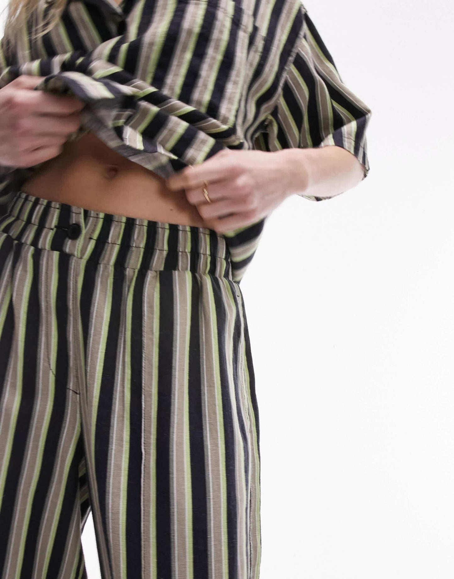 Topshop co - ord stripe linen straight leg trouser in multi - ASOS Sample Sale EU Store