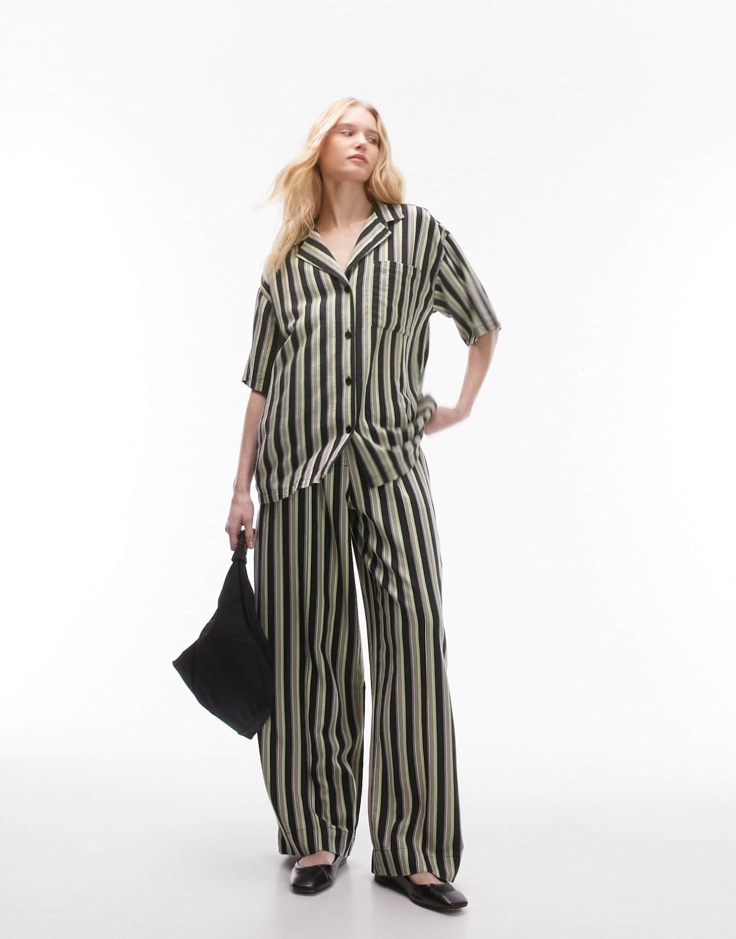 Topshop co - ord stripe linen straight leg trouser in multi - ASOS Sample Sale EU Store