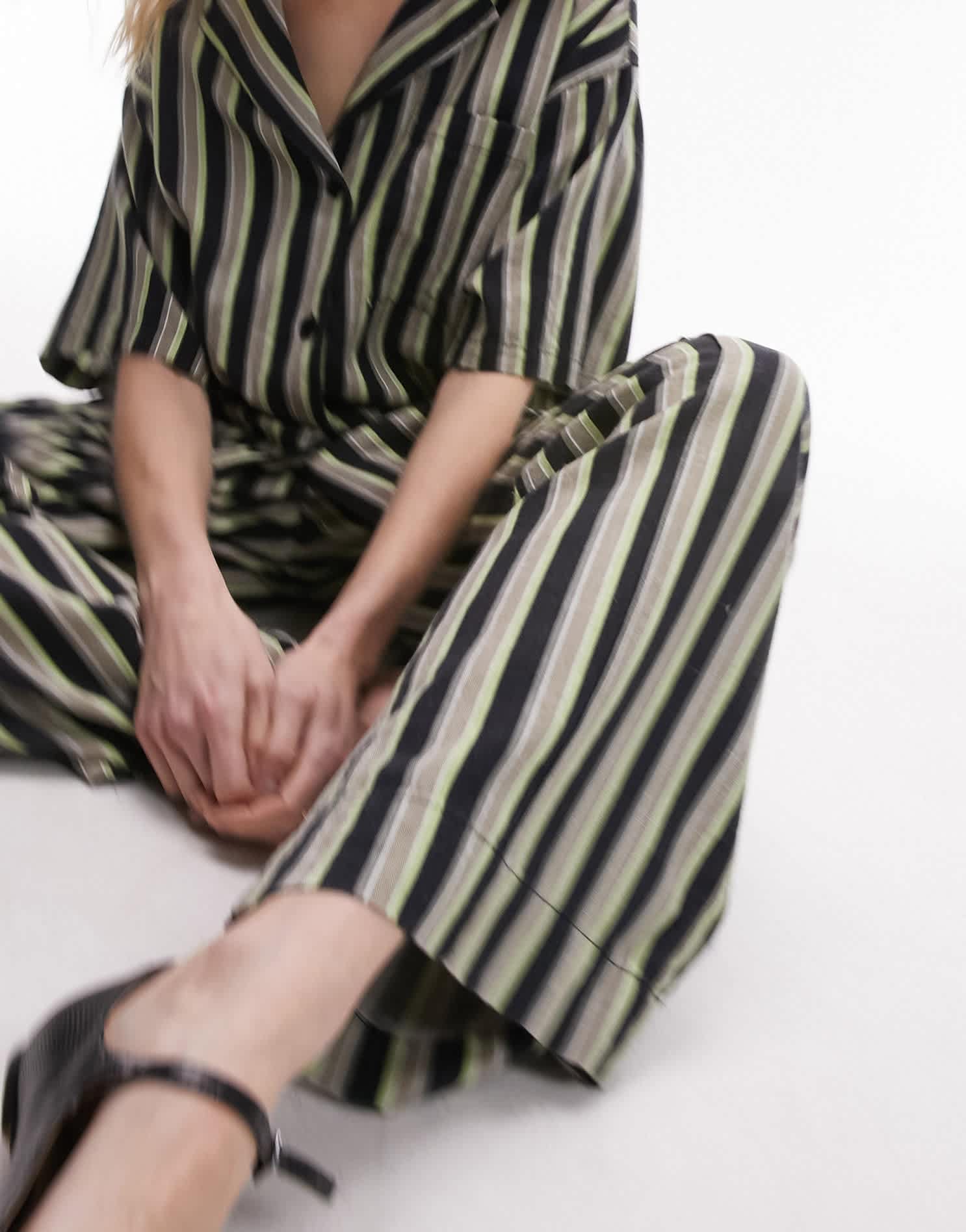 Topshop co - ord stripe linen straight leg trouser in multi - ASOS Sample Sale EU Store