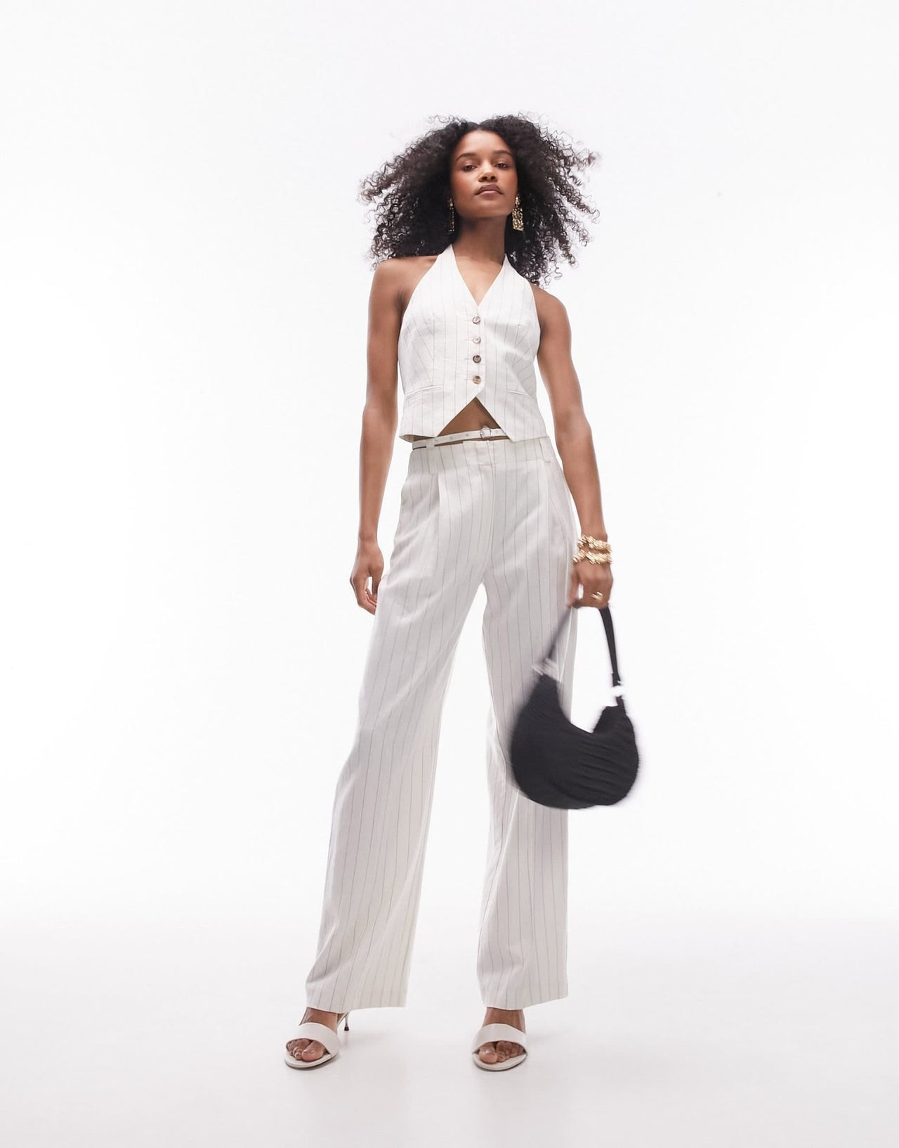 Topshop co - ord stripe linen trouser in cream - ASOS Sample Sale EU Store