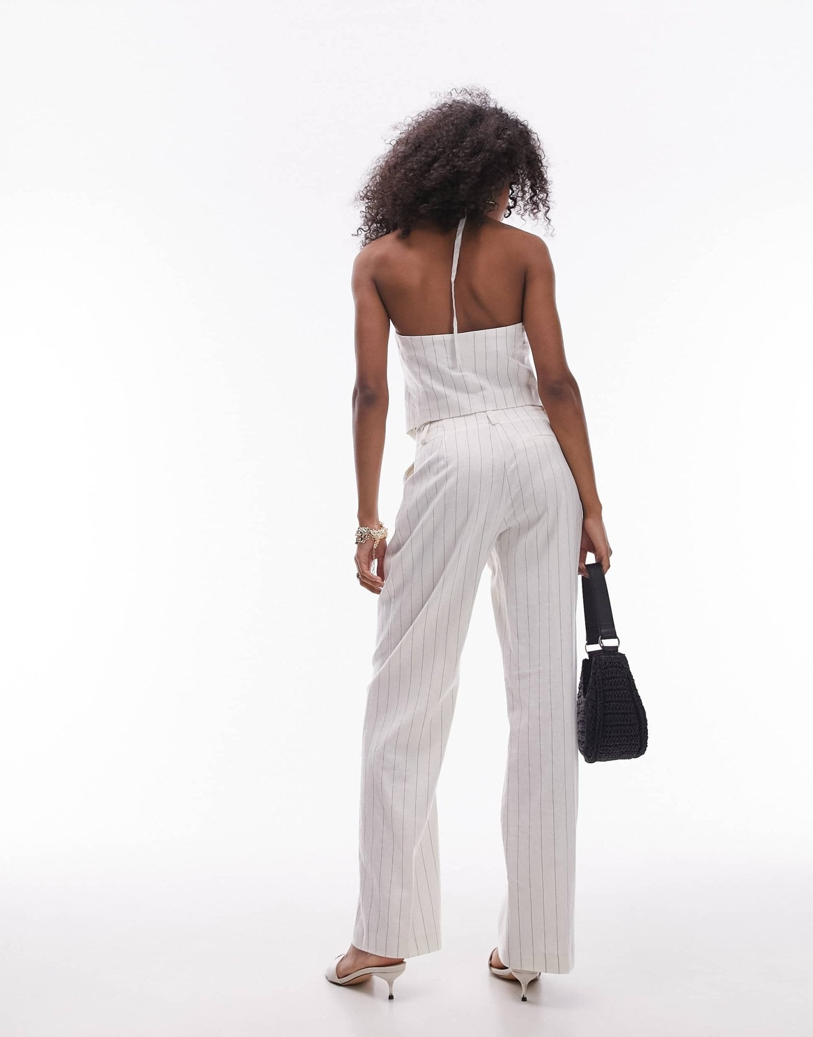 Topshop co - ord stripe linen trouser in cream - ASOS Sample Sale EU Store