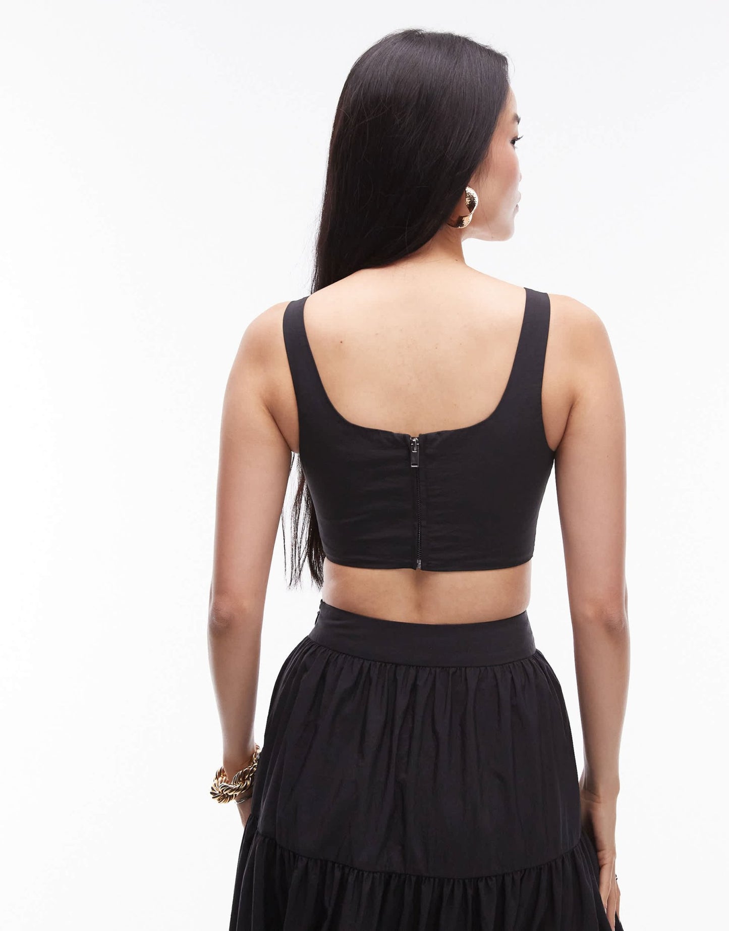 Topshop co - ord taffeta square neck crop top in black - ASOS Sample Sale EU Store