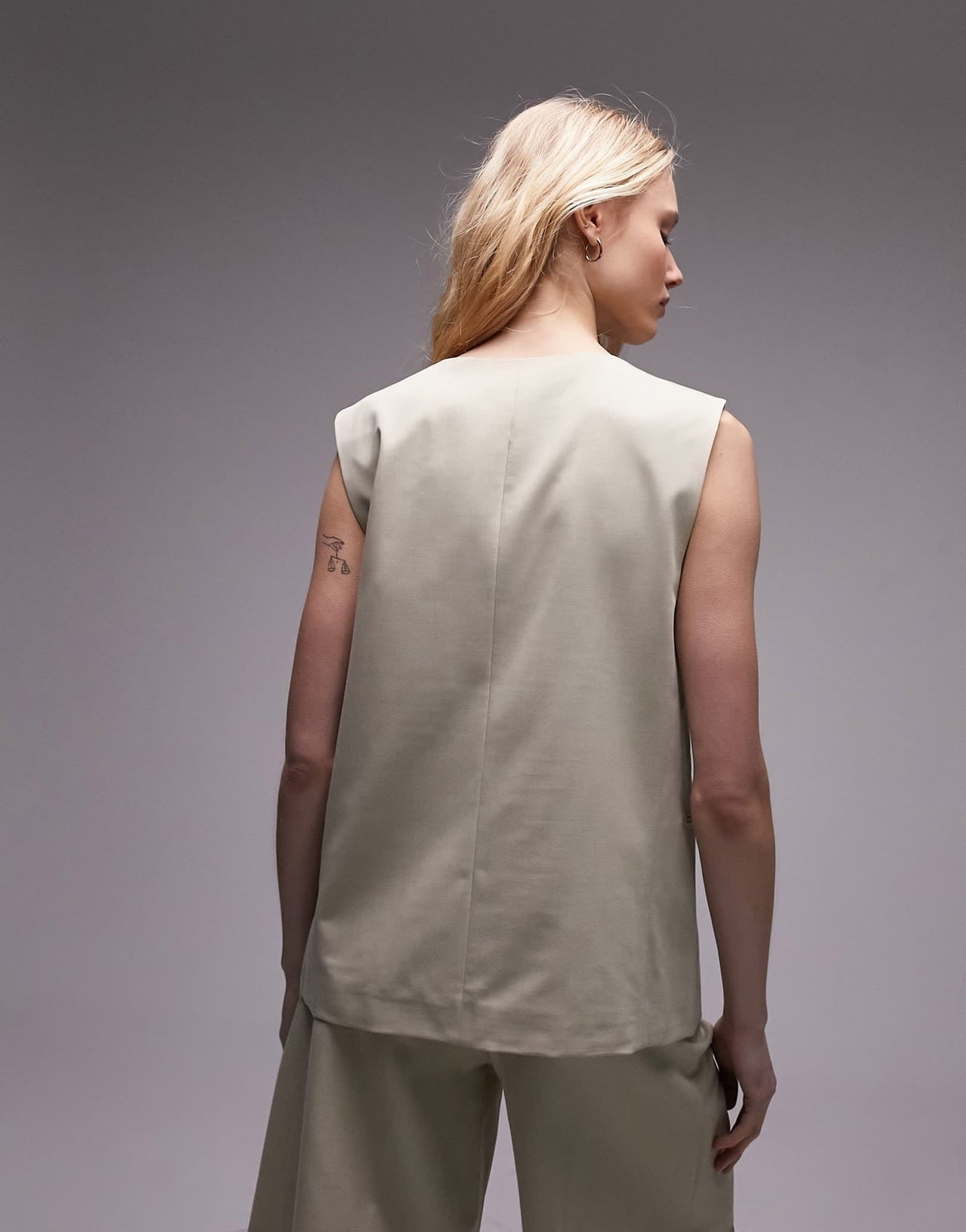 Topshop co - ord tailored tie front waist coat in sand - ASOS Sample Sale EU Store