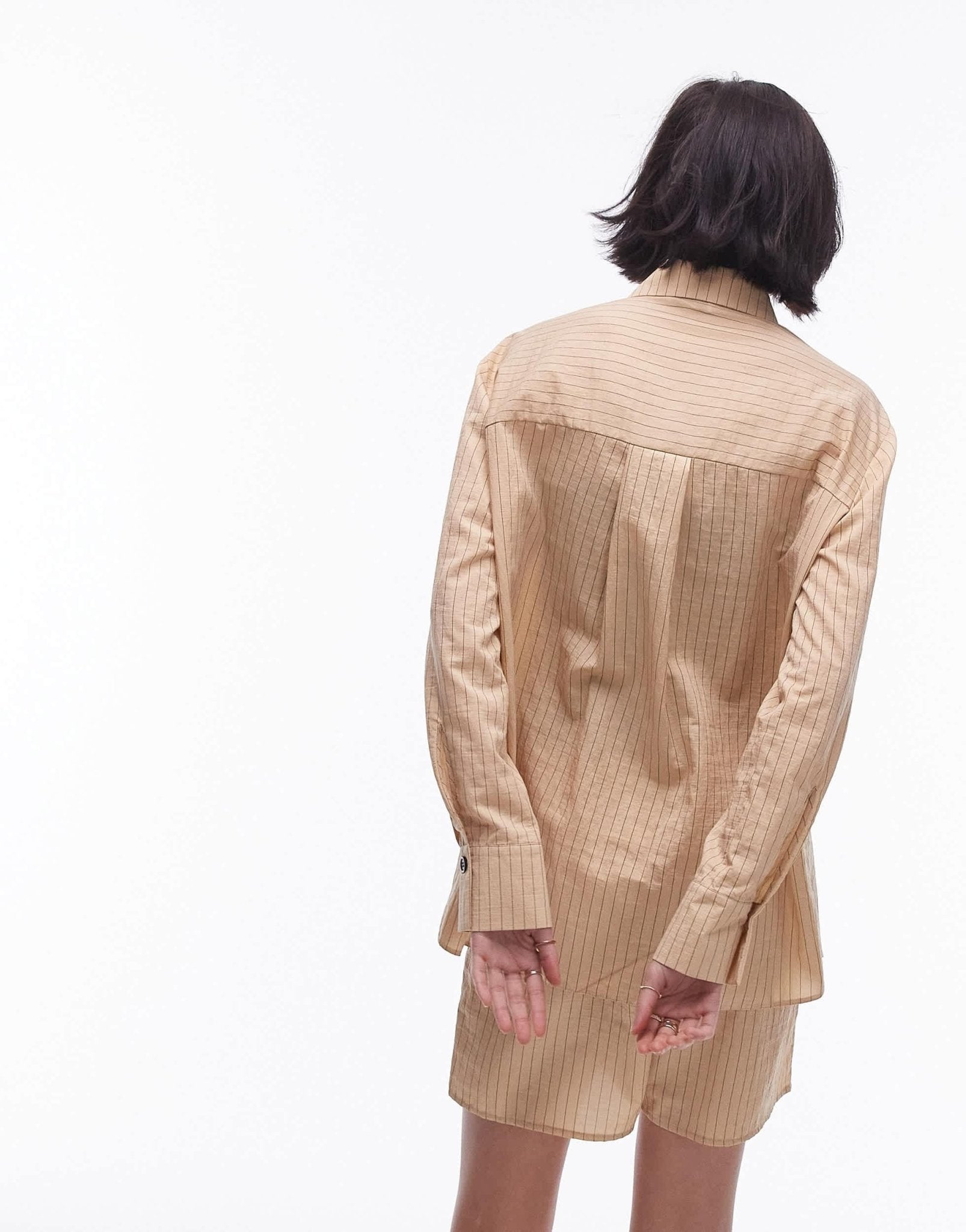 Topshop co - ord technical shirt in sand pinstripe - ASOS Sample Sale EU Store