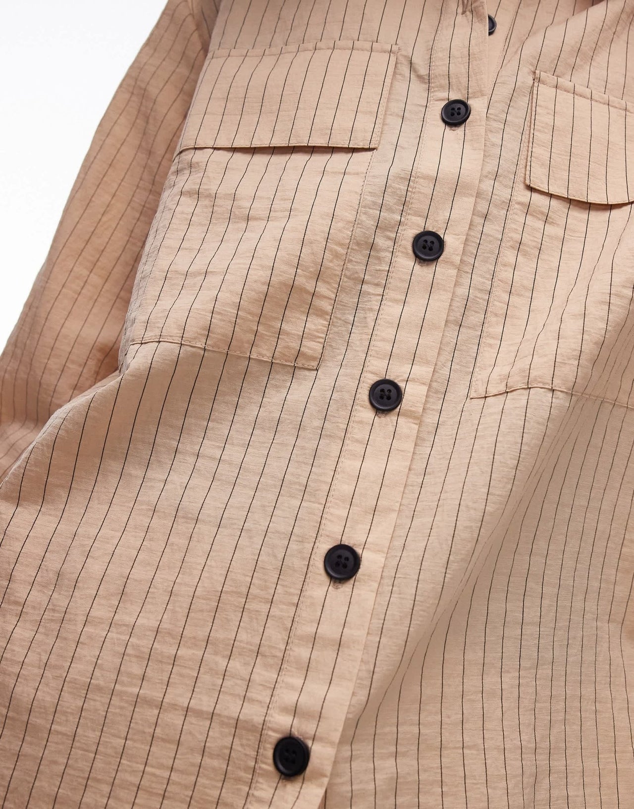Topshop co - ord technical shirt in sand pinstripe - ASOS Sample Sale EU Store
