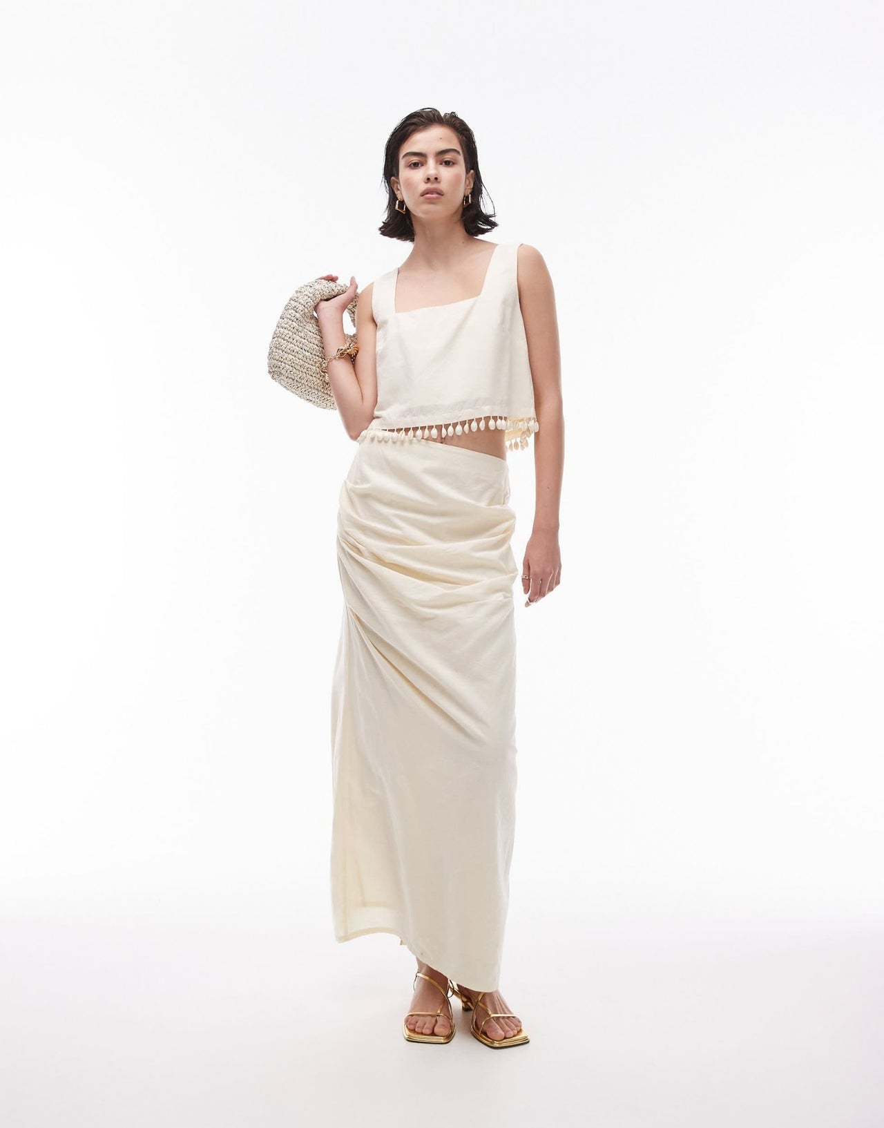 Topshop co - ord tuck side column midi skirt in buttermilk - ASOS Sample Sale EU Store