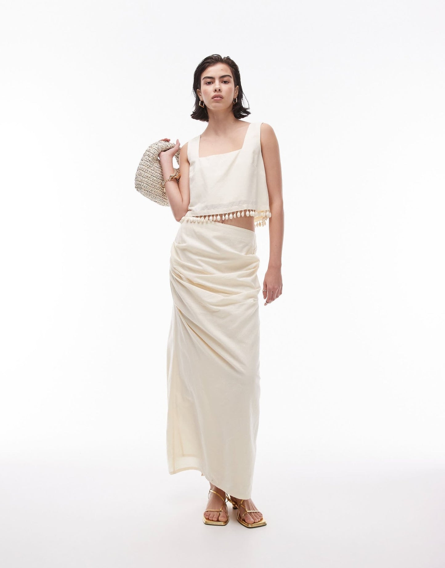 Topshop co - ord tuck side column midi skirt in buttermilk - ASOS Sample Sale EU Store