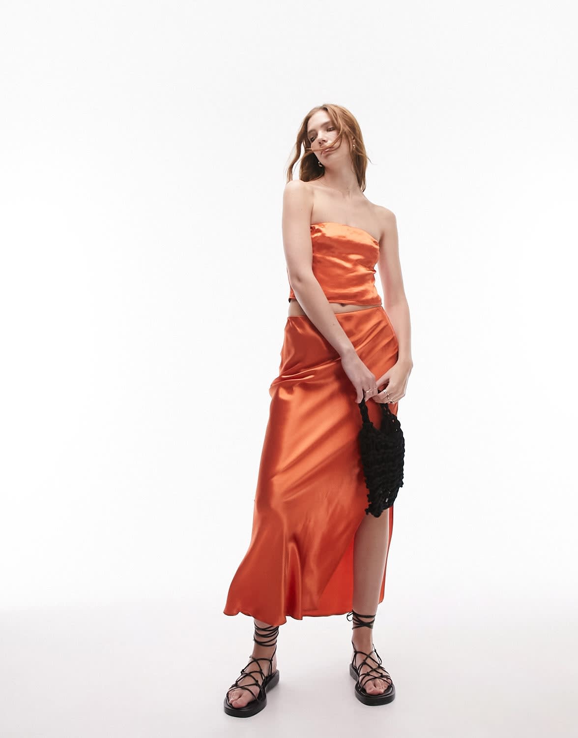 Topshop co - ord zip back bandeau top in burnt orange - ASOS Sample Sale EU Store