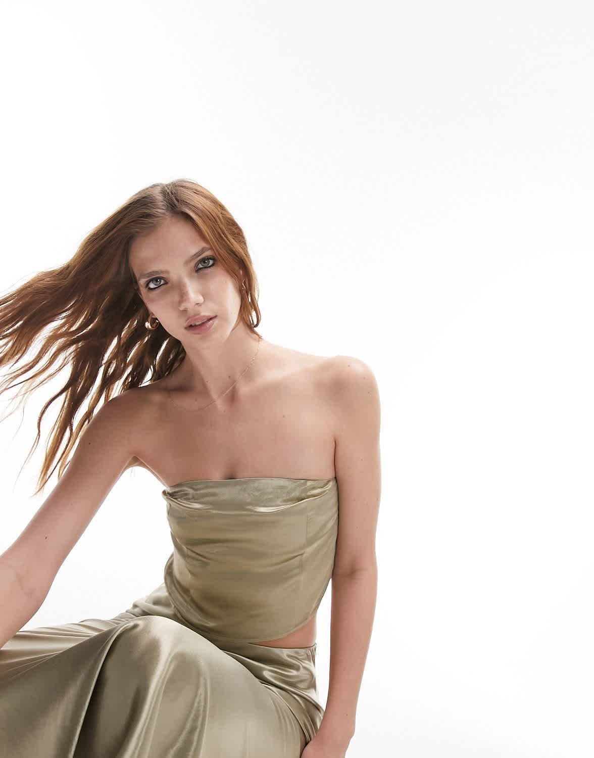 Topshop co - ord zip back bandeau top in fawn - ASOS Sample Sale EU Store