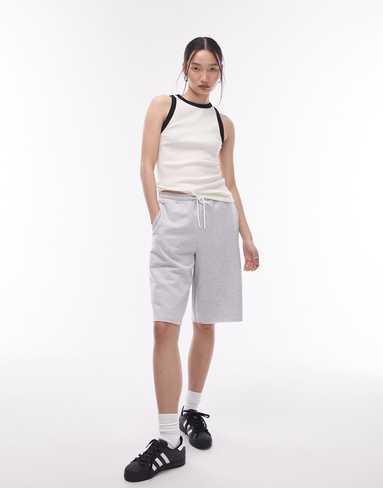 Topshop contrast rib slim vest in off white - ASOS Sample Sale EU Store