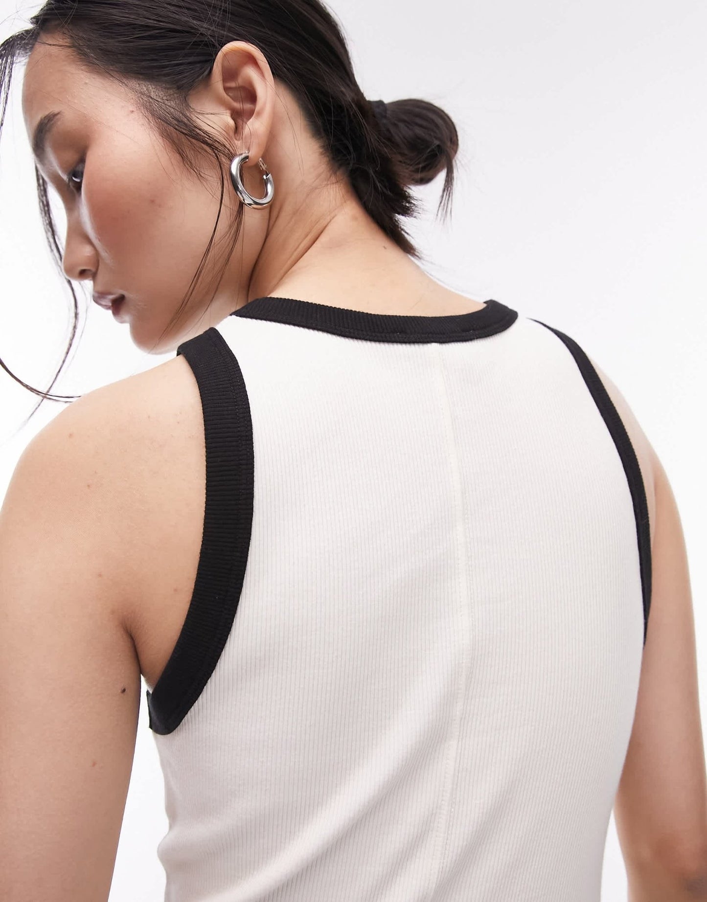 Topshop contrast rib slim vest in off white - ASOS Sample Sale EU Store