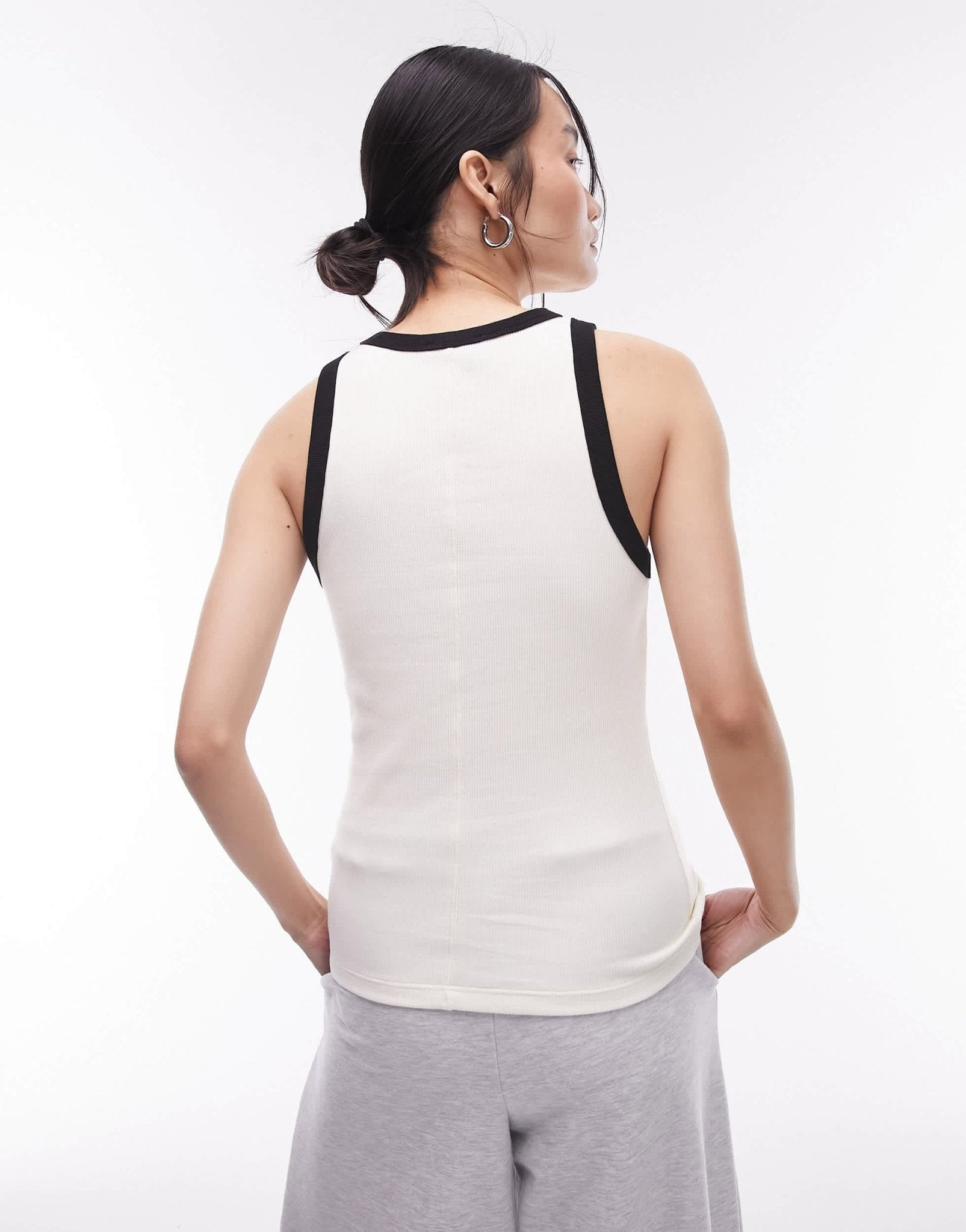 Topshop contrast rib slim vest in off white - ASOS Sample Sale EU Store