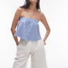 Top bandeau a righe in cotone Topshop in blu a righe