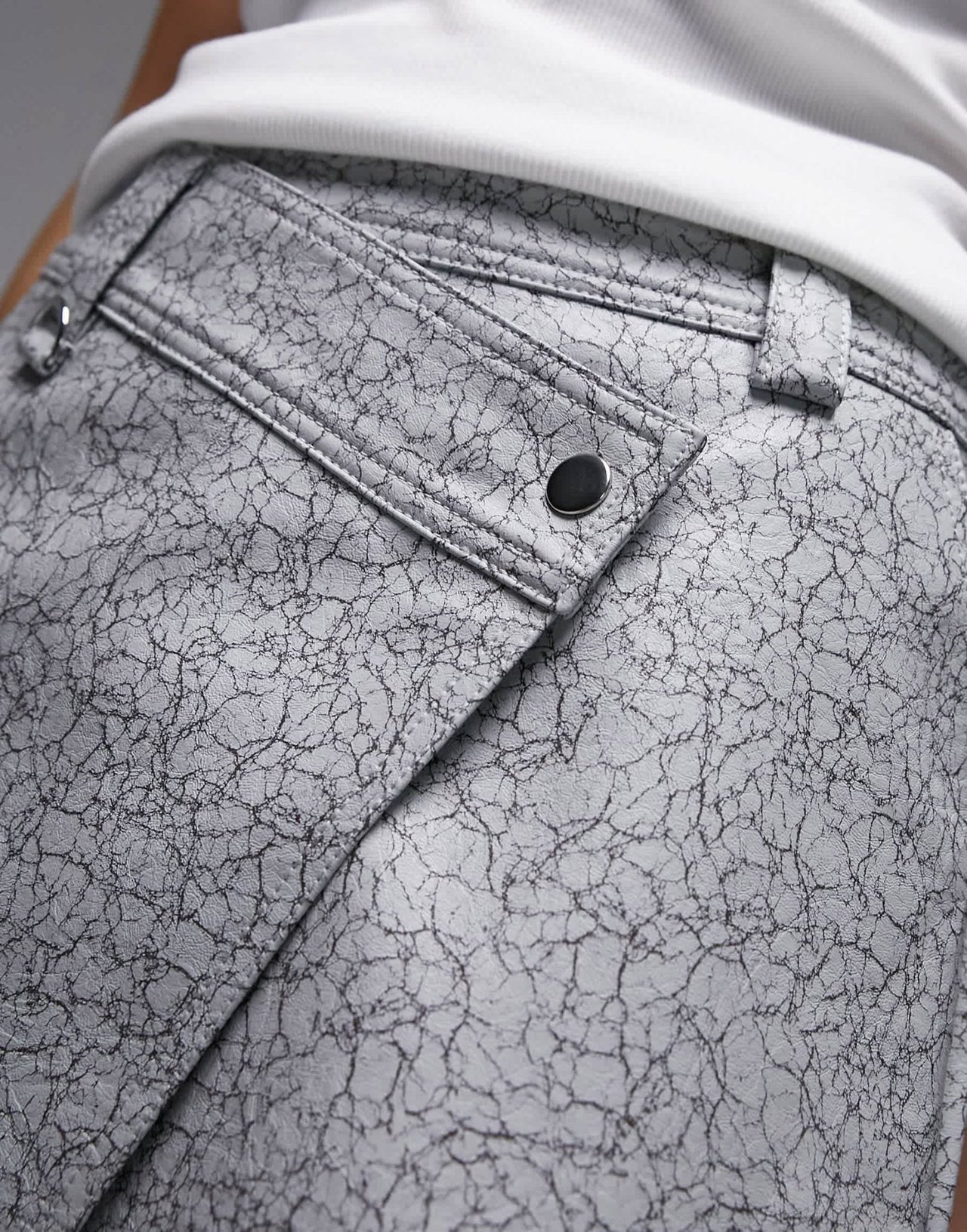 Topshop cracked leather look wrap mini skirt in marble - ASOS Sample Sale EU Store