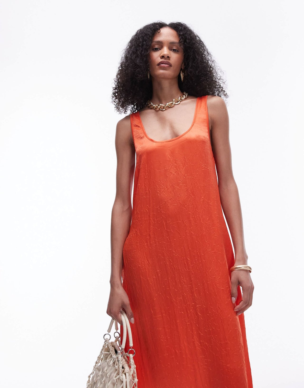 Topshop crinkle low scoop maxi dress in red - ASOS Sample Sale EU Store