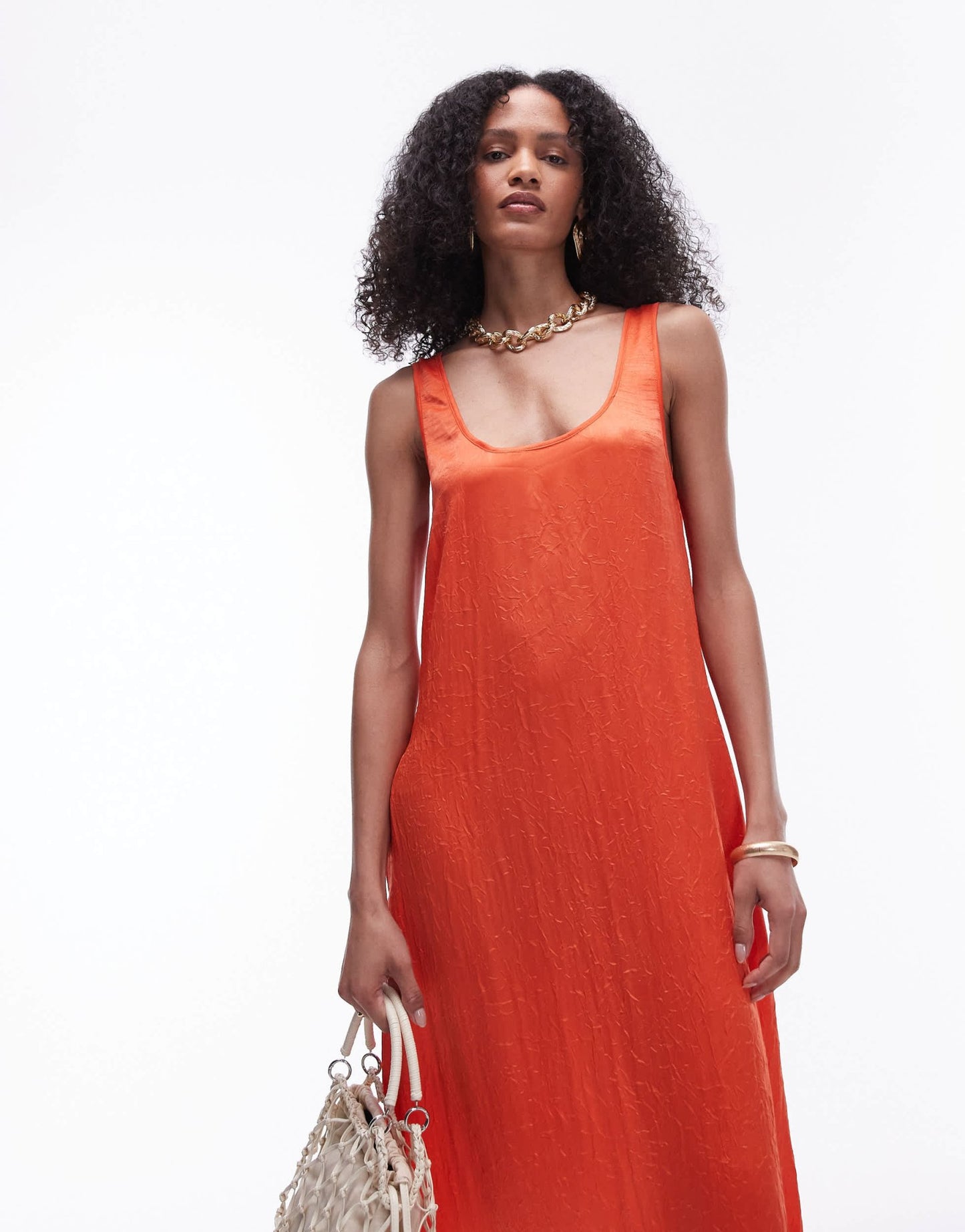 Topshop crinkle low scoop maxi dress in red - ASOS Sample Sale EU Store