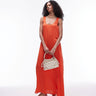 Topshop crinkle low scoop maxi dress in red