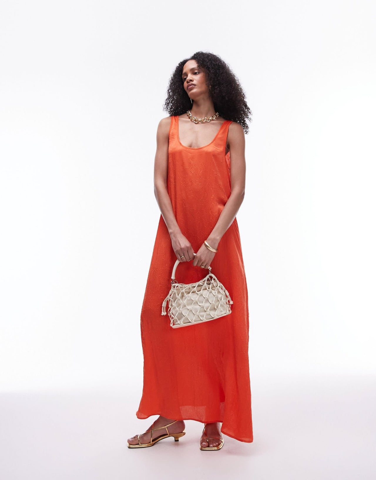 Topshop crinkle low scoop maxi dress in red - ASOS Sample Sale EU Store