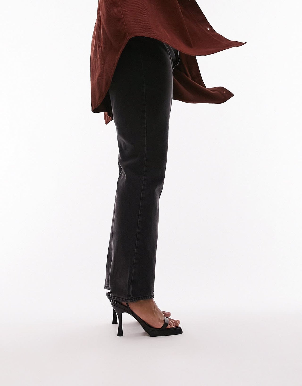 Topshop Curve straight Kort jeans in washed black - ASOS Sample Sale EU Store