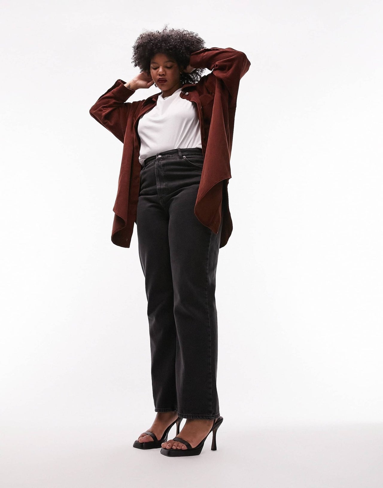 Topshop Curve straight Kort jeans in washed black - ASOS Sample Sale EU Store